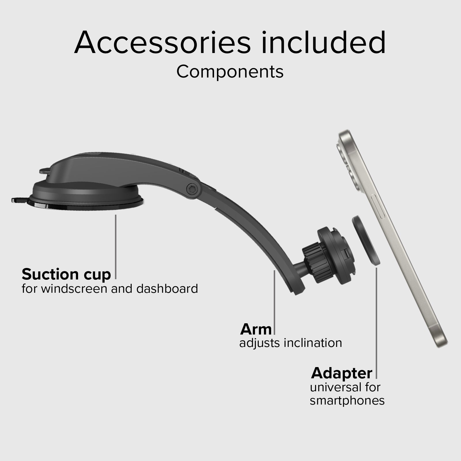 Supporto auto per parabrezza o cruscotto con sistema di bloccaggio LockPro