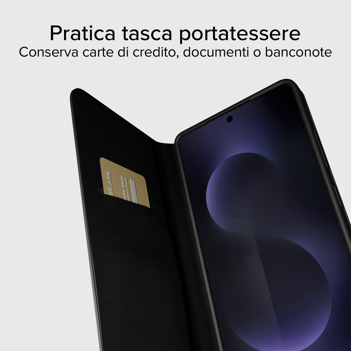 Book-style case with stand support and soft touch surface for Samsung S26 Ultra