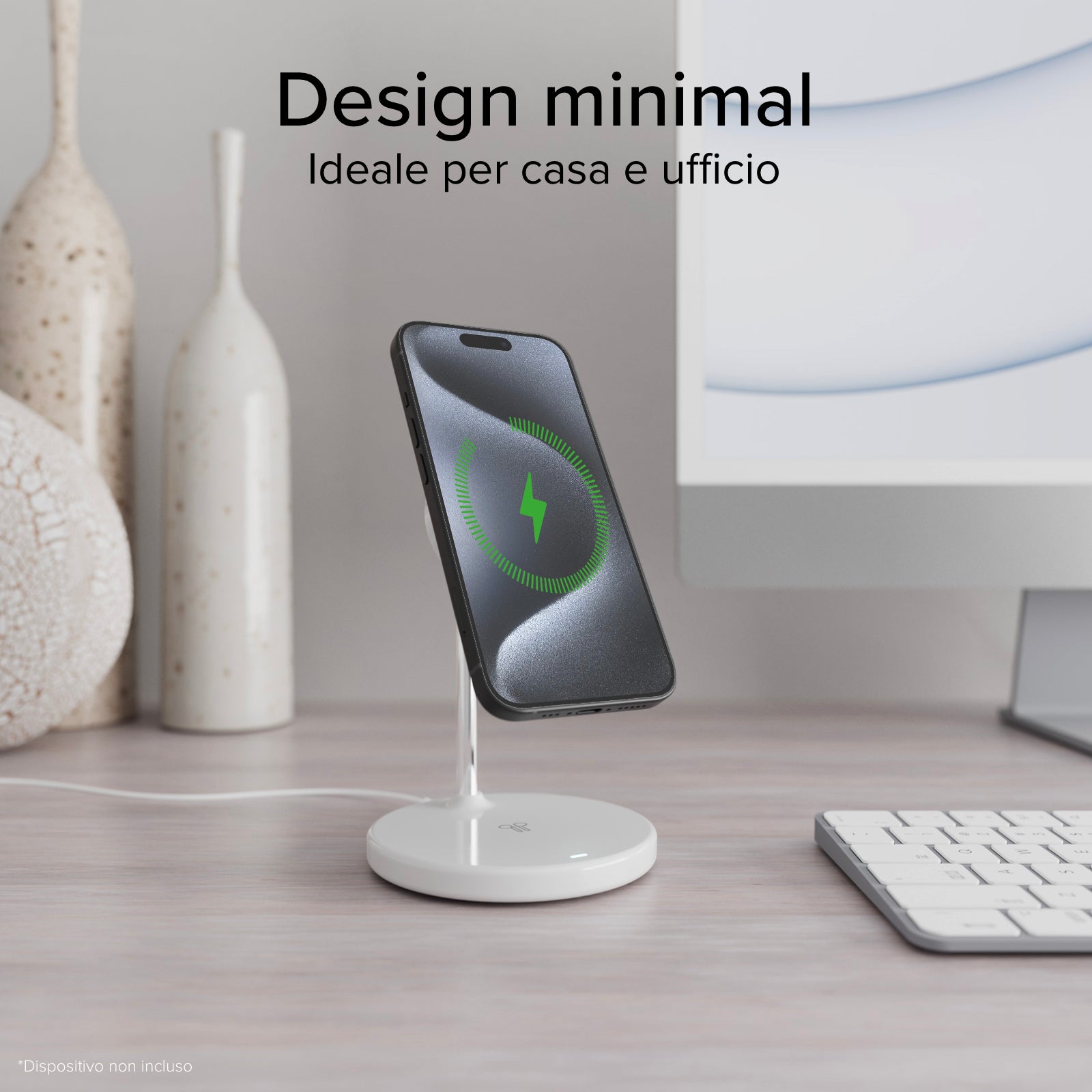 Stazione ricarica wireless Qi2 2x1 per iPhone, Android, auricolari wireless