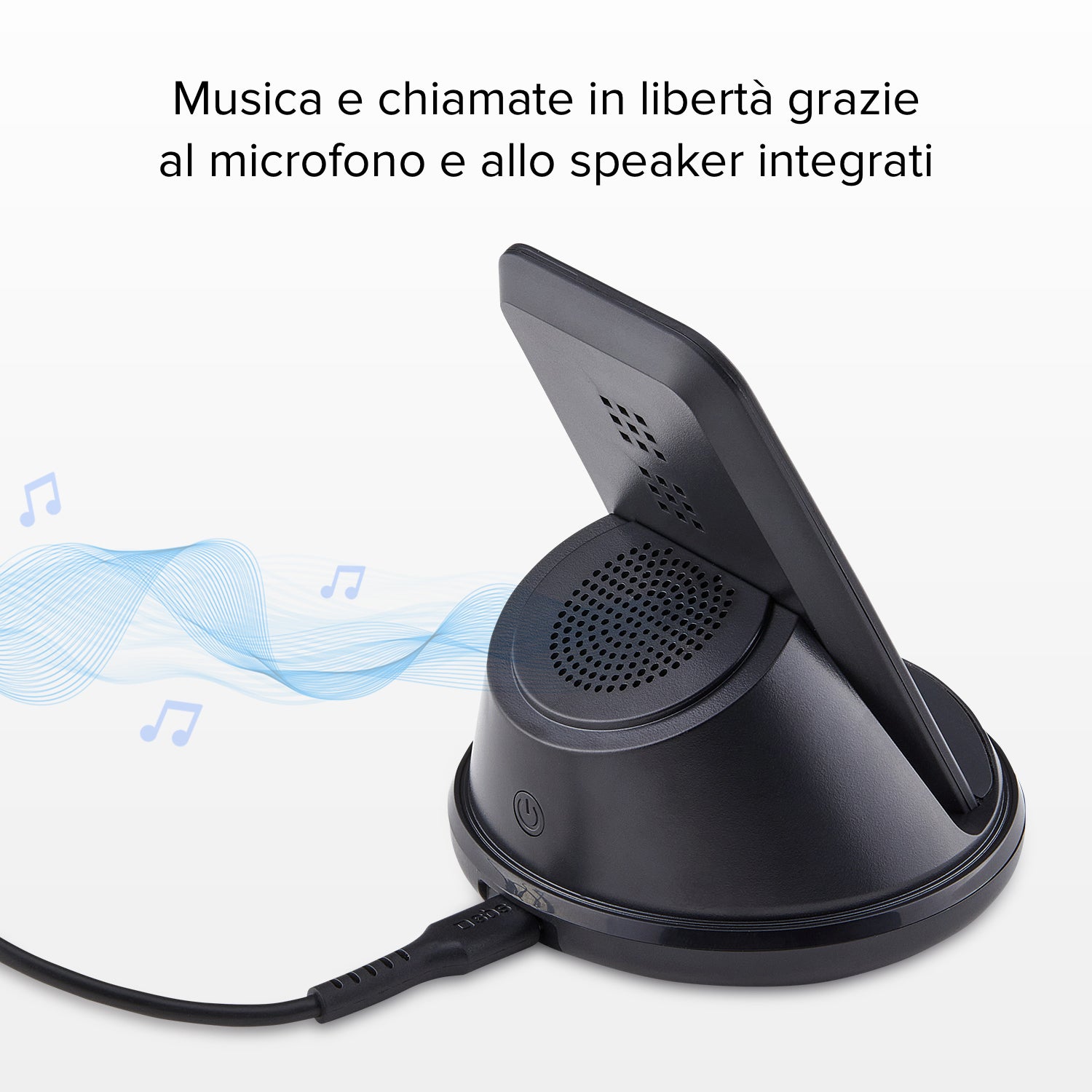 Cargador inalámbrico de escritorio con altavoz y micrófono
