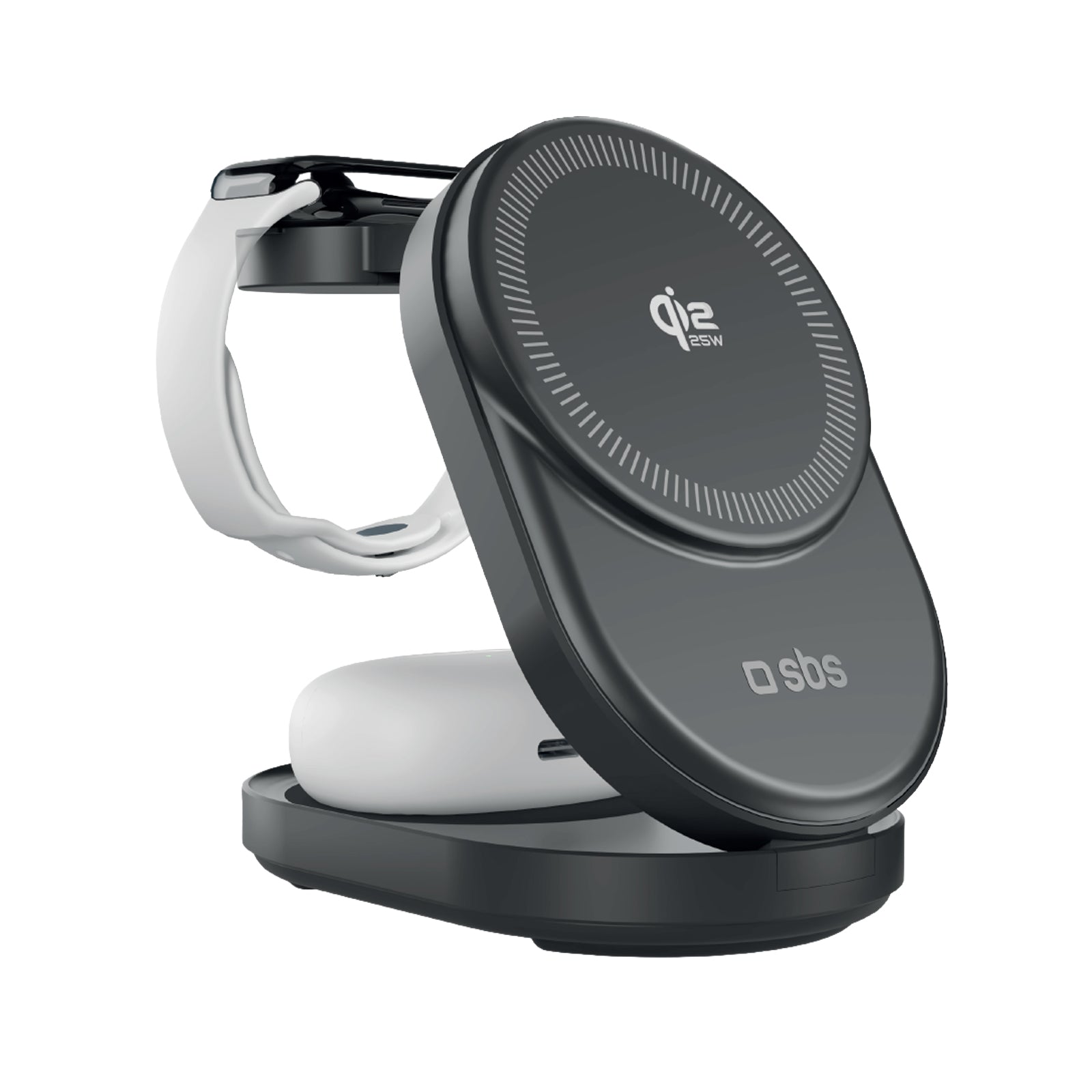 Kabellose 3-in-1-Ladestation Qi2 25 W zum Aufladen von iPhone, Apple Watch und Kopfhörern
