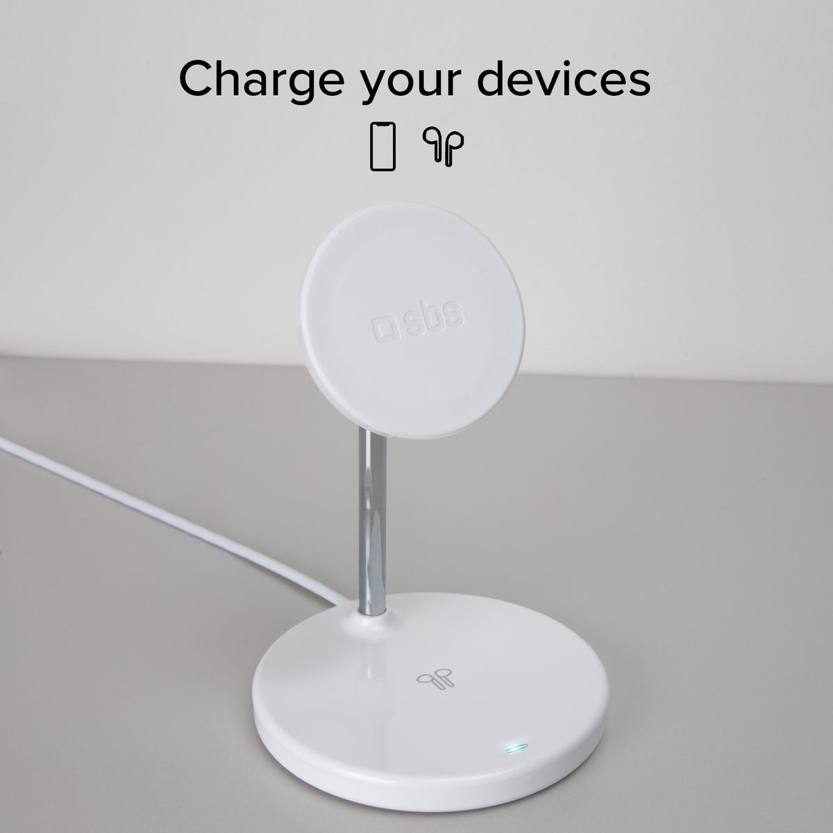 Stazione ricarica wireless 2 in 1 per iPhone, Android, AirPods, auricolari TWS