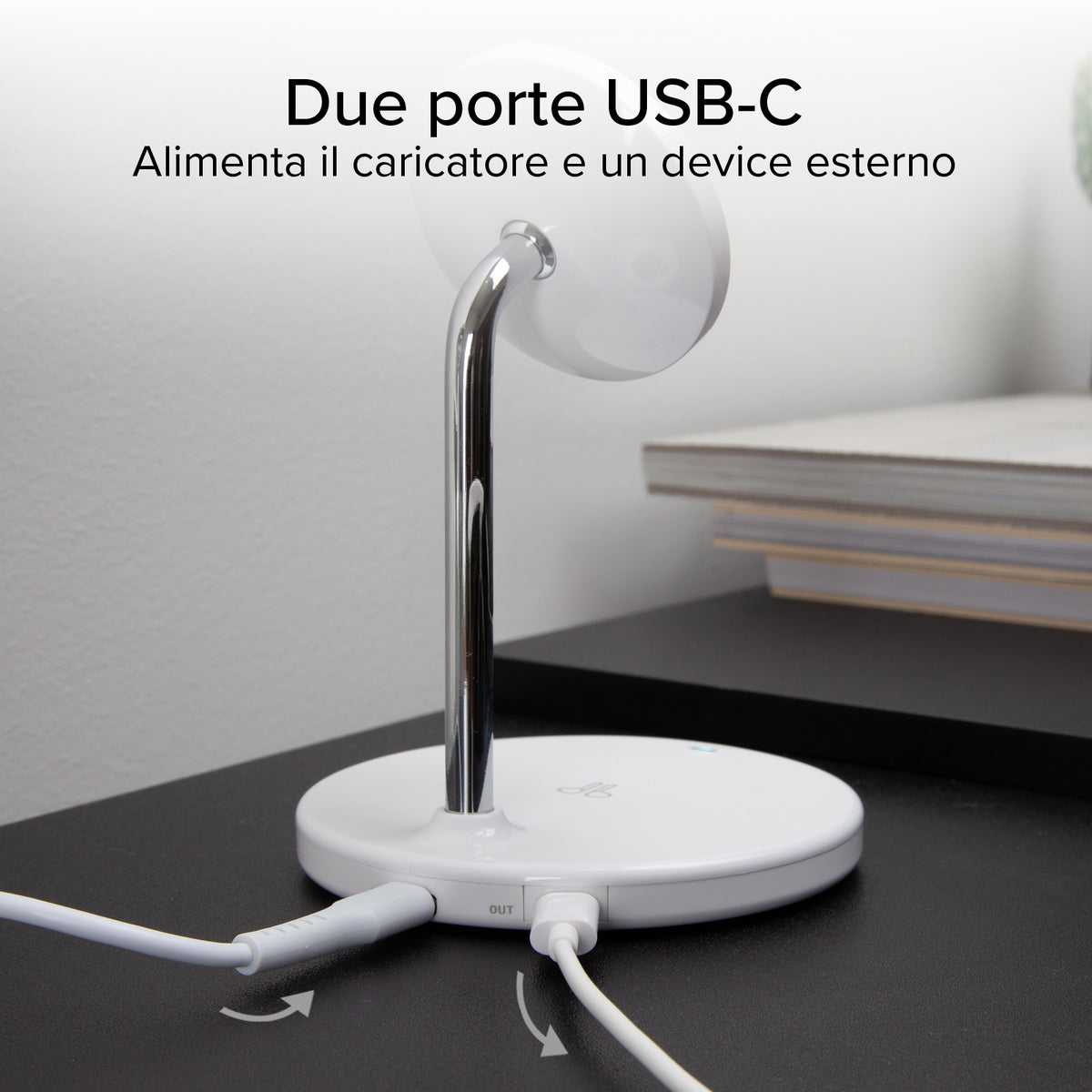Stazione ricarica wireless 2 in 1 per iPhone, Android, AirPods, auricolari TWS