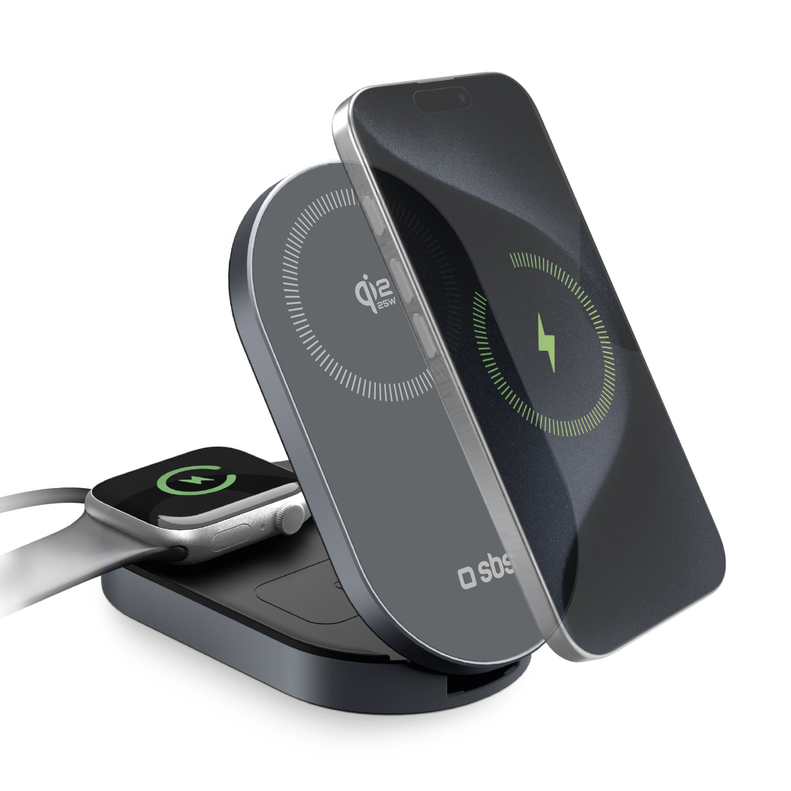 Kit ricarica wireless pieghevole Power Fold 3 in 1, 35W Qi2.2