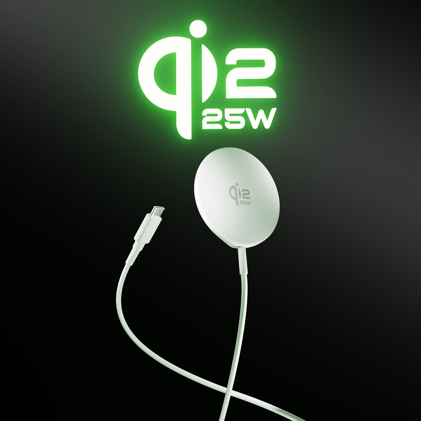 Chargeur sans fil magnétique Qi2.2 25W avec câble USB-C intégré de 150 cm