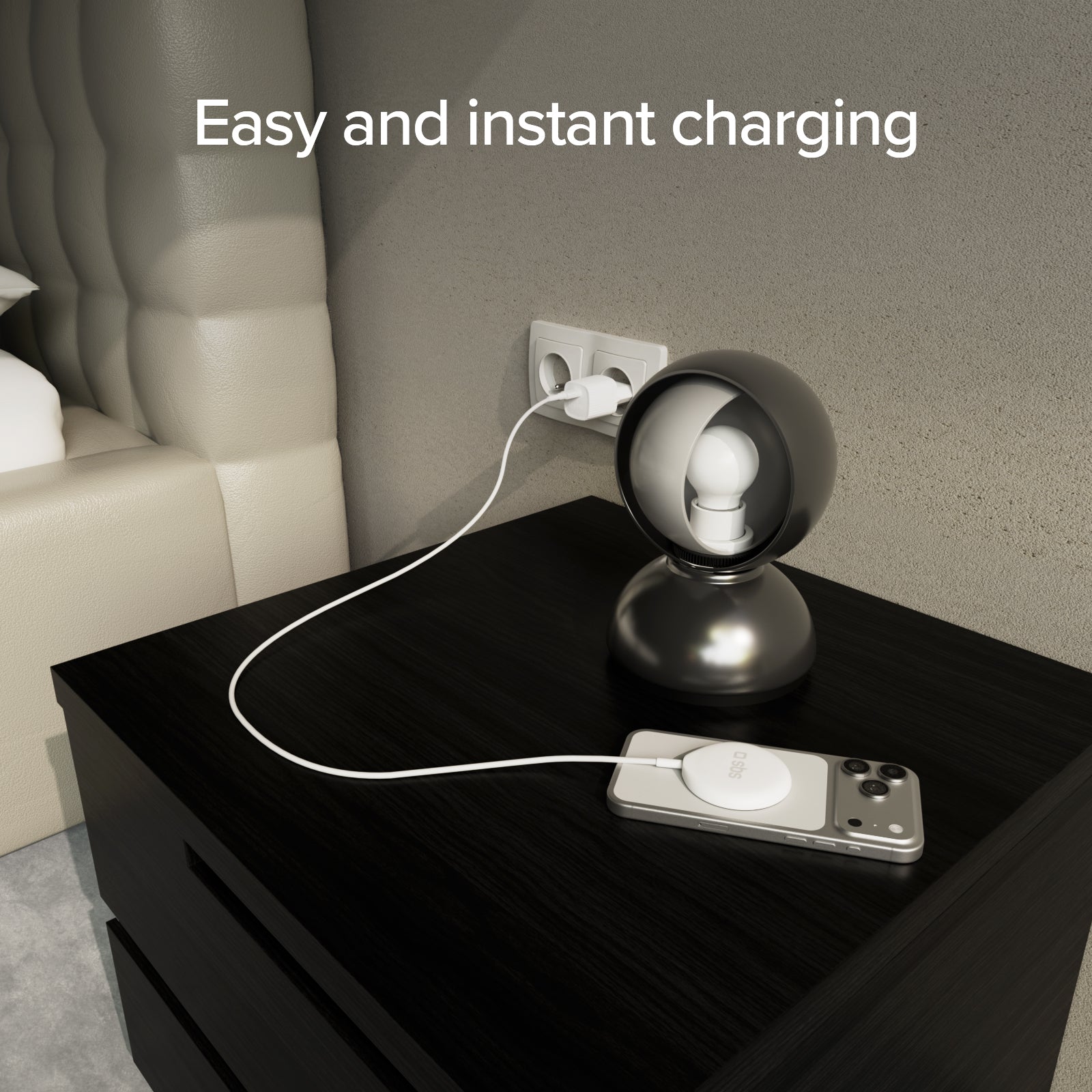 Chargeur sans fil magnétique Qi2.2 25W avec câble USB-C intégré de 150 cm