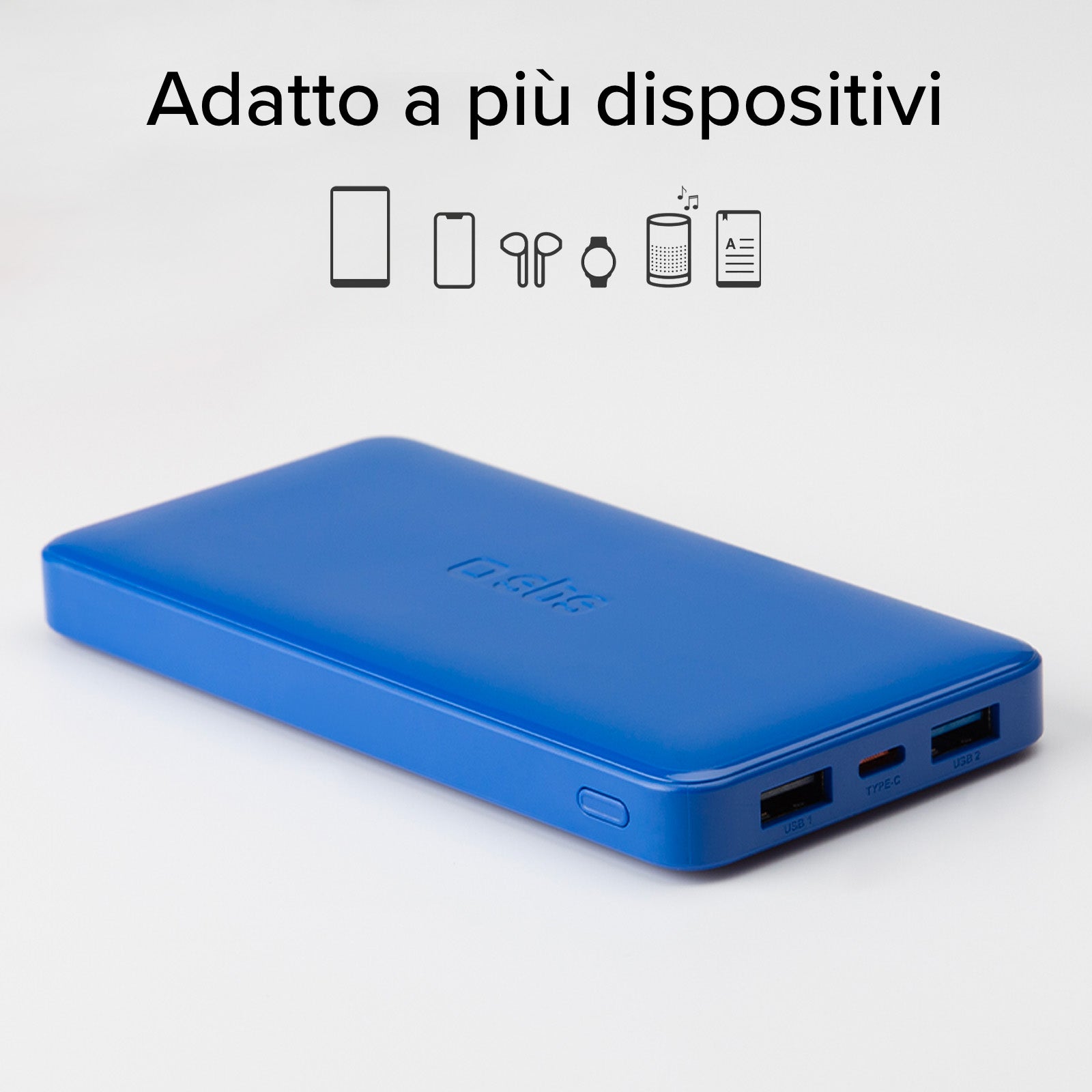 Power bank 10.000 mAh extra slim con porta USB 2.1A Intelligent Charge (IC)