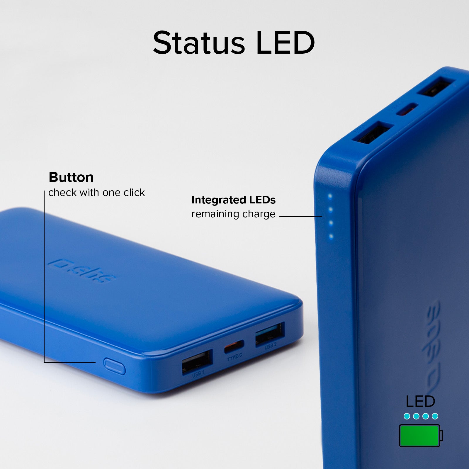 Power bank 10.000 mAh extra slim con porta USB 2.1A Intelligent Charge (IC)