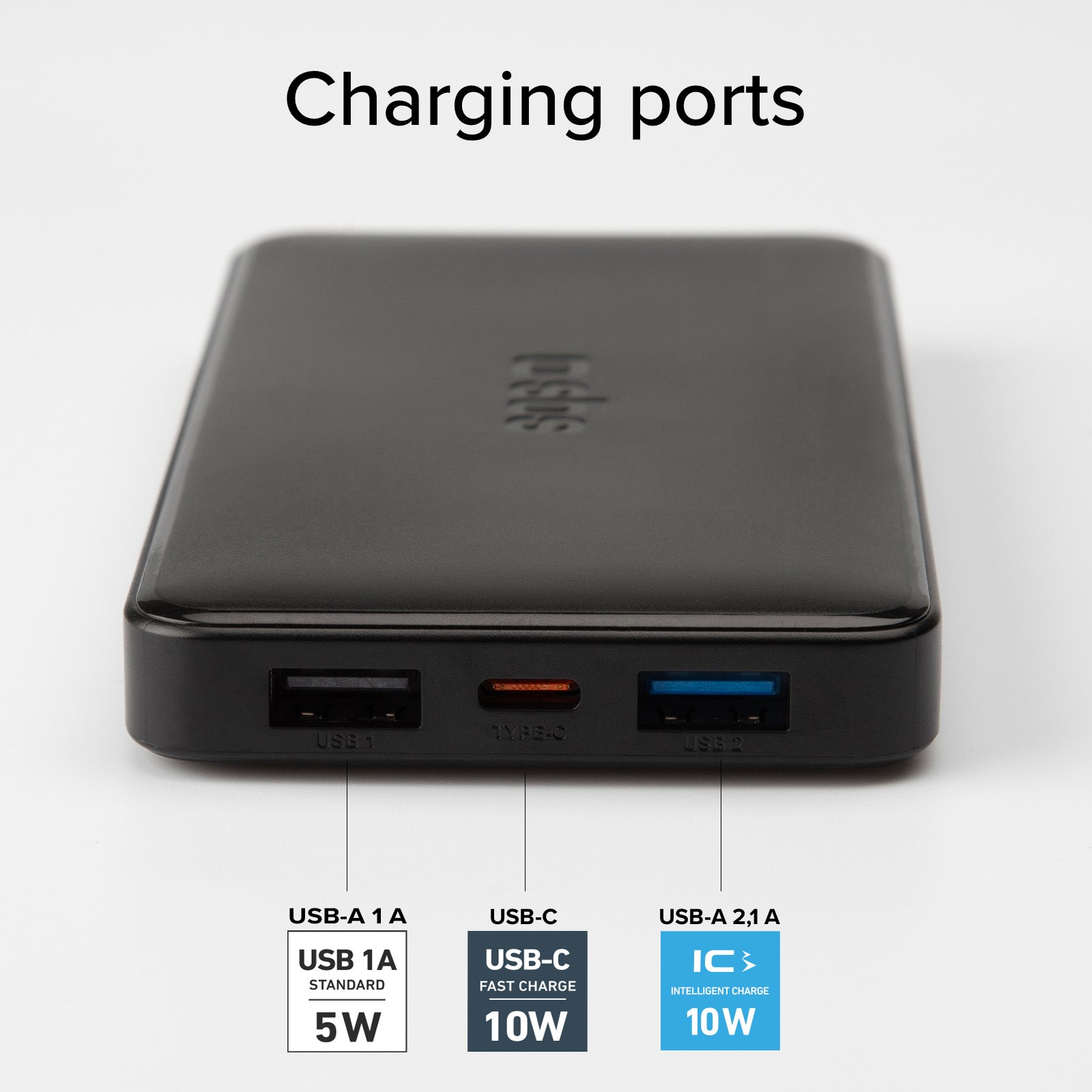 Power bank 10.000 mAh extra slim con porta USB 2.1A Intelligent Charge (IC)
