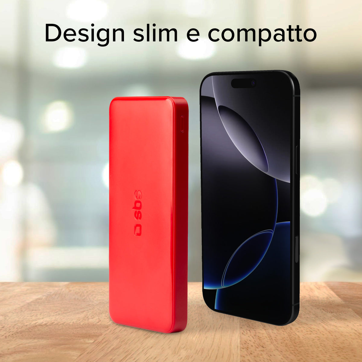 Power bank 10.000 mAh extra slim con porta USB 2.1A Intelligent Charge (IC)