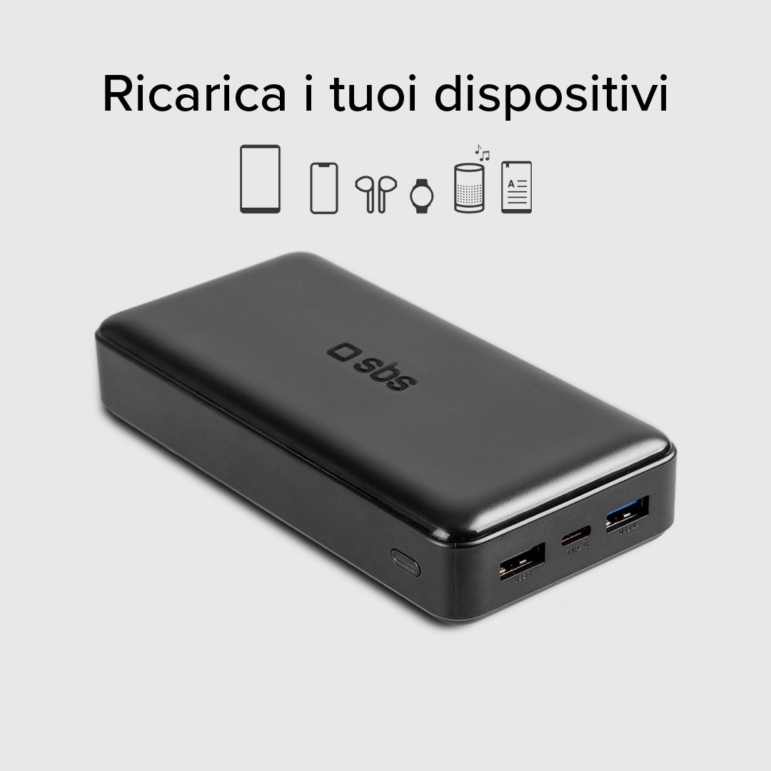 Power bank carga rápida de 20.000 mAh 2 USB