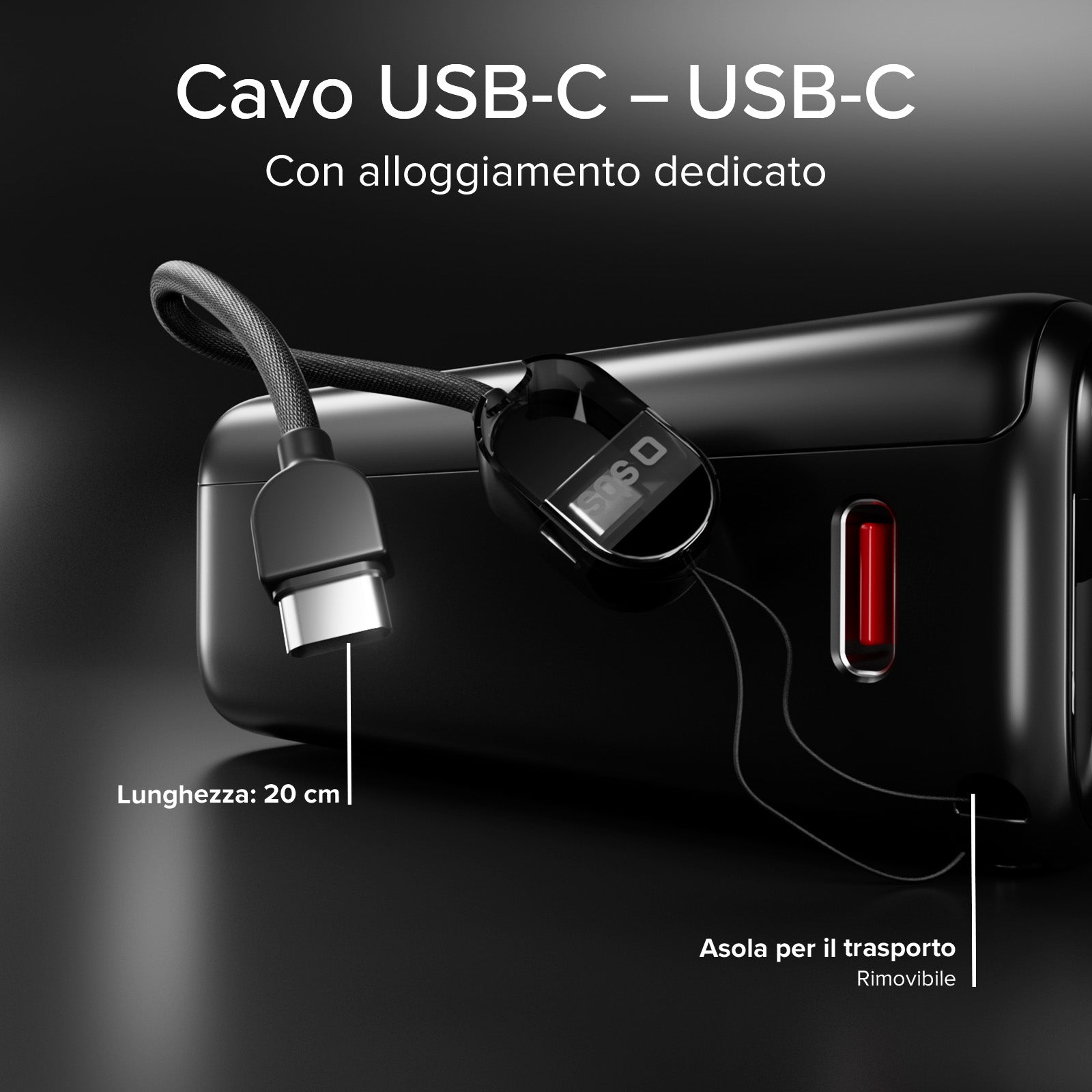 Power Bank 20000mAh avec câble intégré et écran TFT
