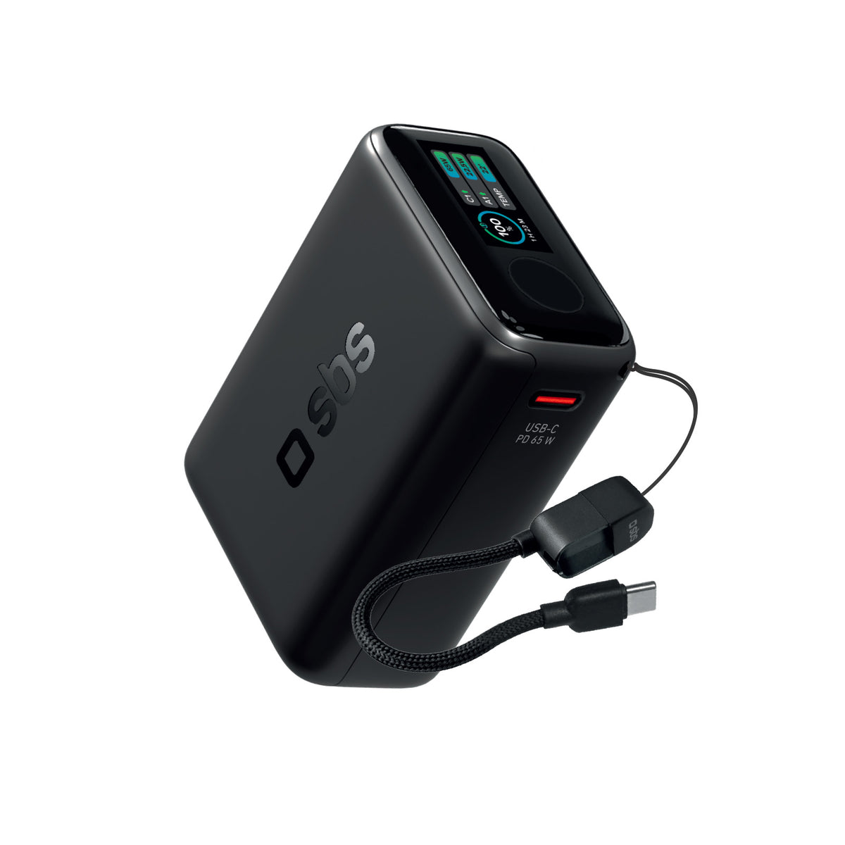 Power Bank 20000mAh avec câble intégré et écran TFT