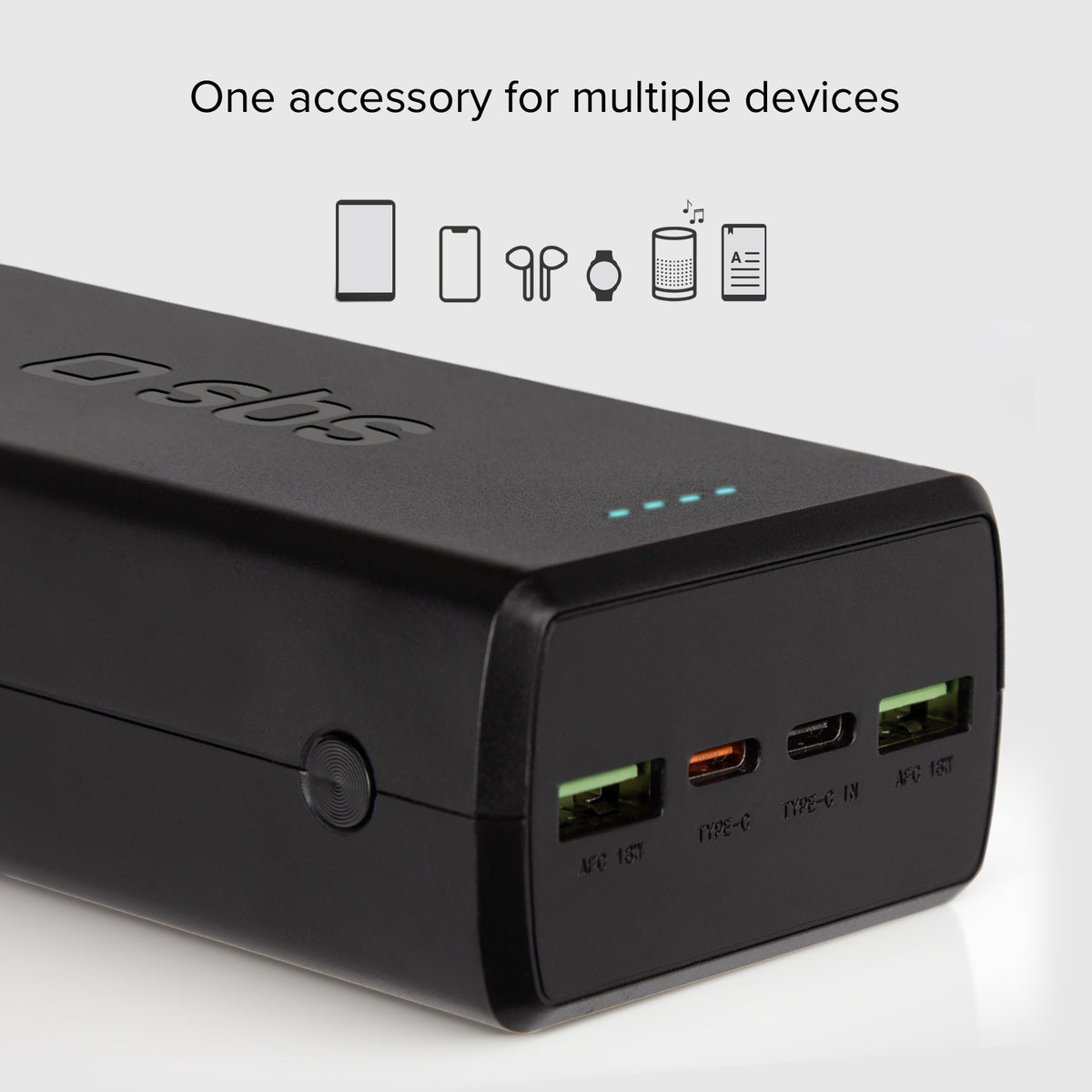 Power bank da 30.000 mAh con 2 porte USB-C e 2 porte USB-A