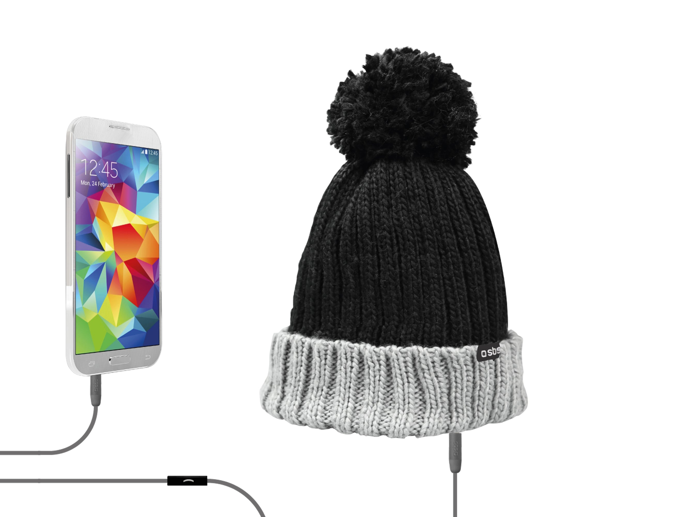 Wintermütze mit eingebauten Stereo-Kopfhörern und Mikrofon