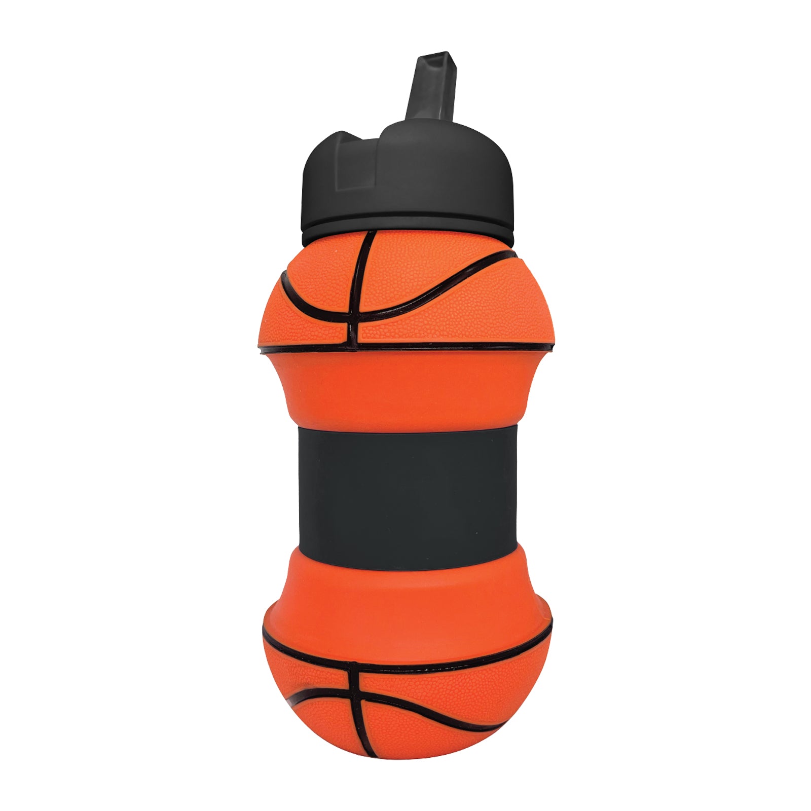 Borraccia sportiva pieghevole in silicone 550 ml Funny Bottle design palla da basket con moschettone
