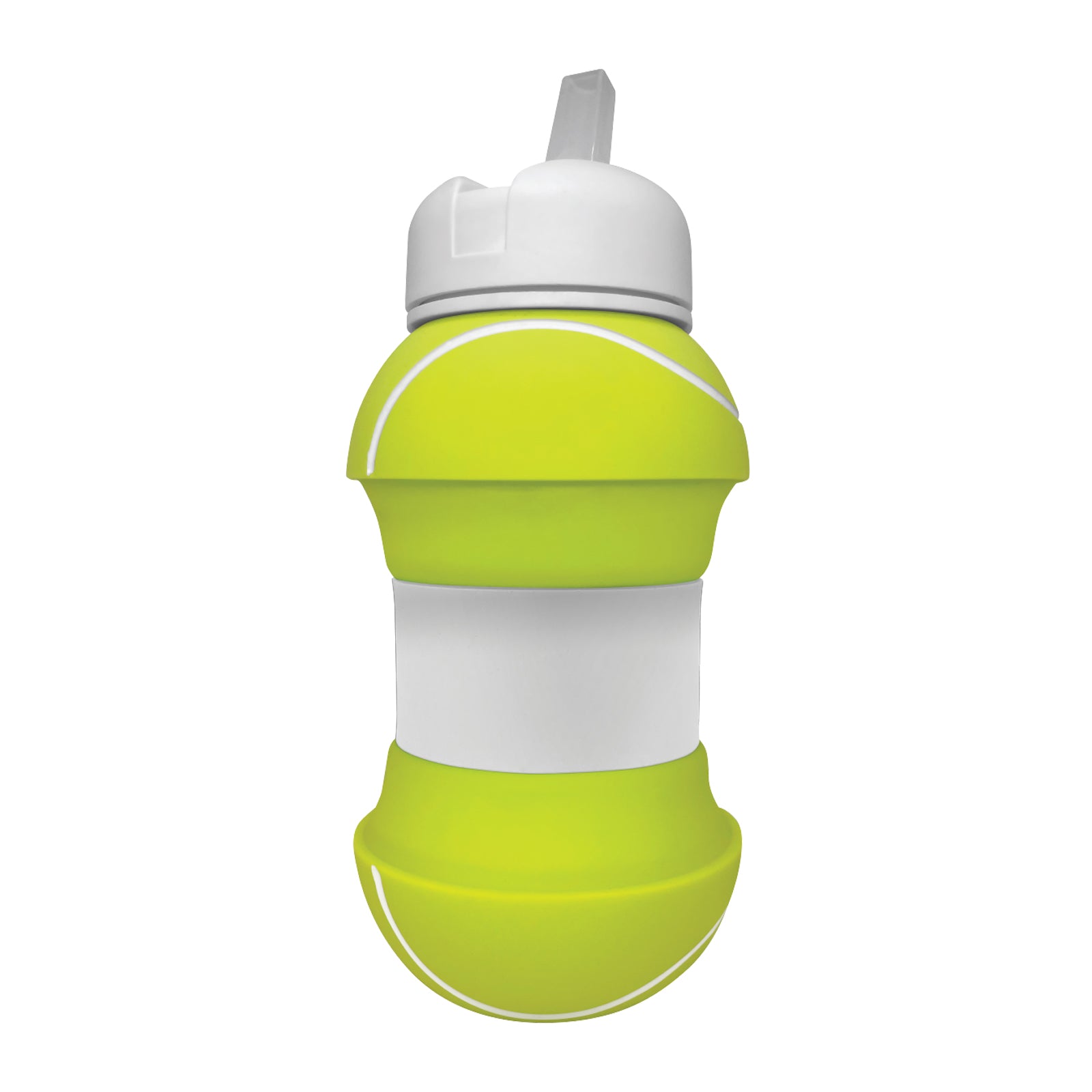 Borraccia sportiva pieghevole in silicone 550 ml Funny Bottle design pallina da tennis con moschettone