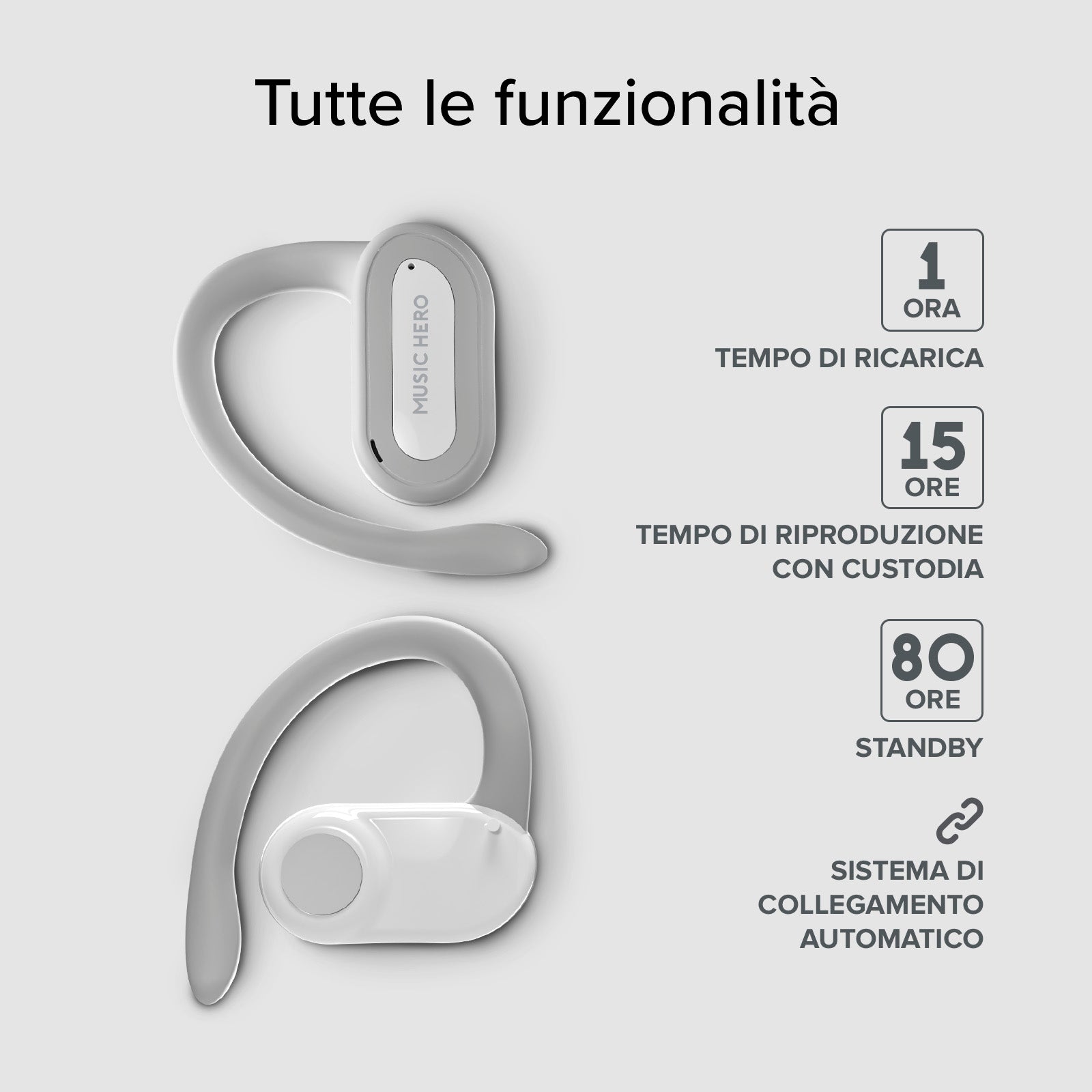 OWS earphones with integrated ear hooks
