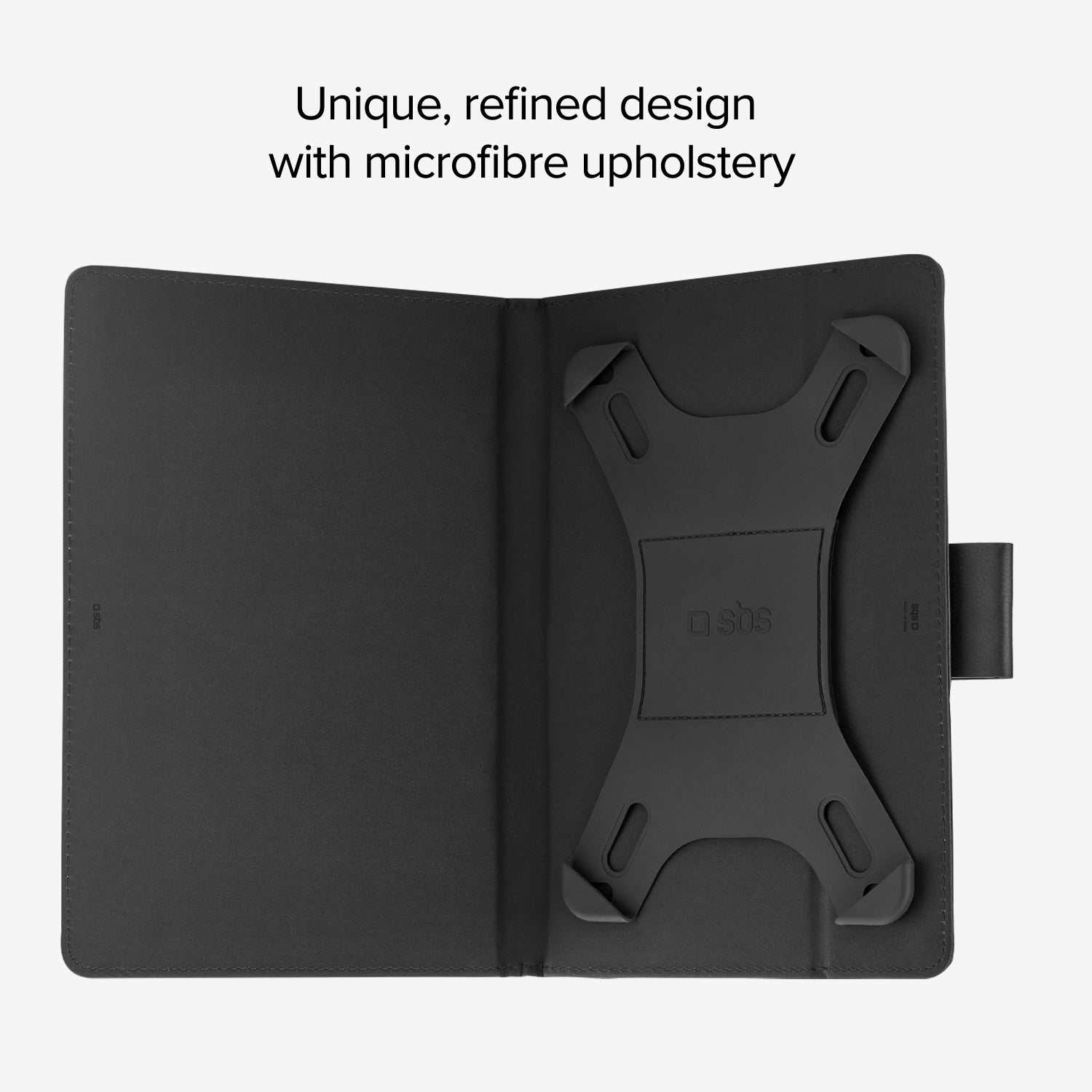 Funda de libro con giro universal para tablets de hasta 11"