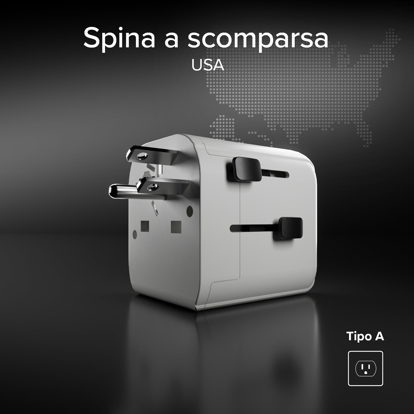 Adattatore universale da viaggio 2500W con spine internazionali