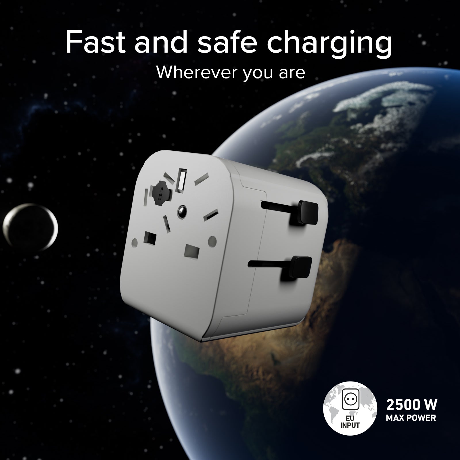 Adattatore universale da viaggio 2500W con spine internazionali