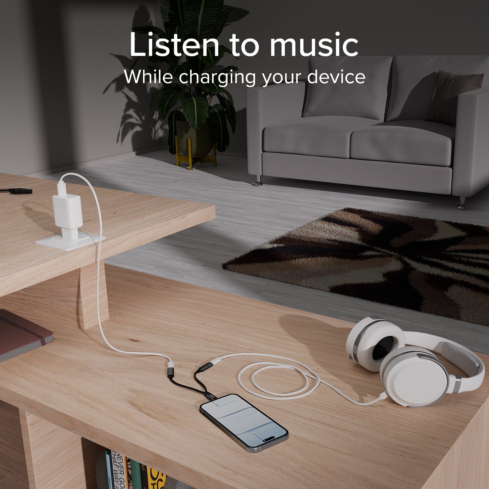 USB-C adapter for simultaneous audio and charging