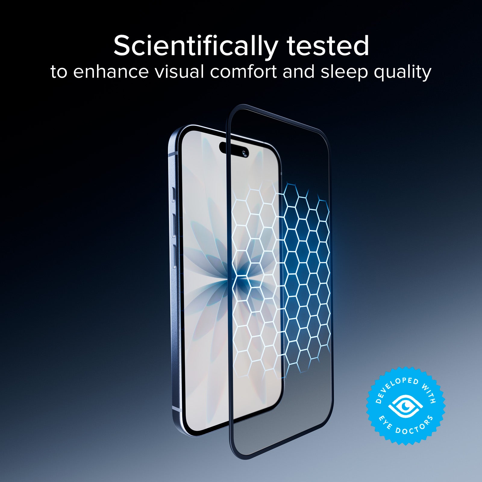 Full Cover Schutzglas Anti-Blaulicht mit Eyesafe® CPF60 Technologie für iPhone 17/16 Pro