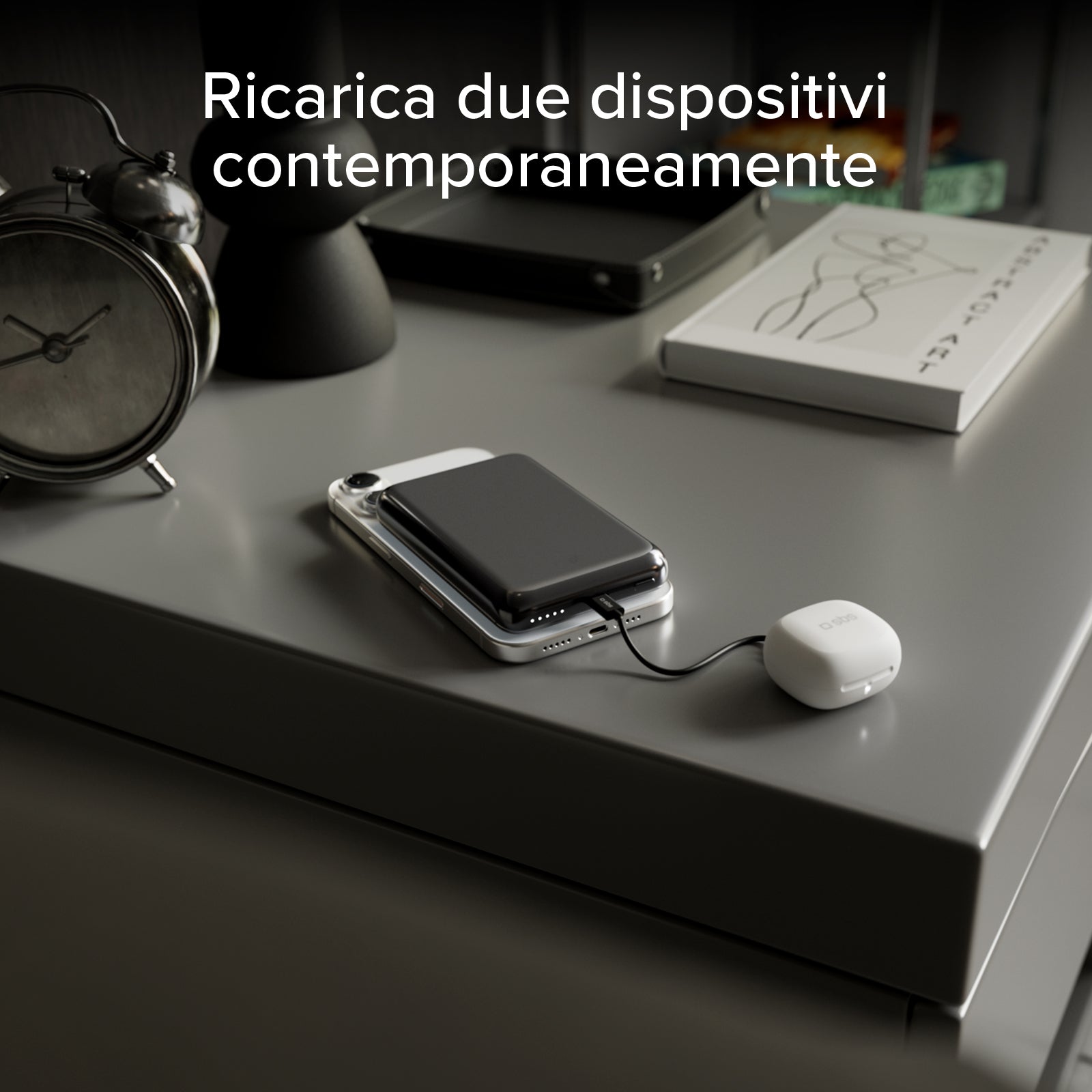 Power bank magnetico 10000 mAh Qi2.2 25W, Power Delivery 3.0, alluminio
