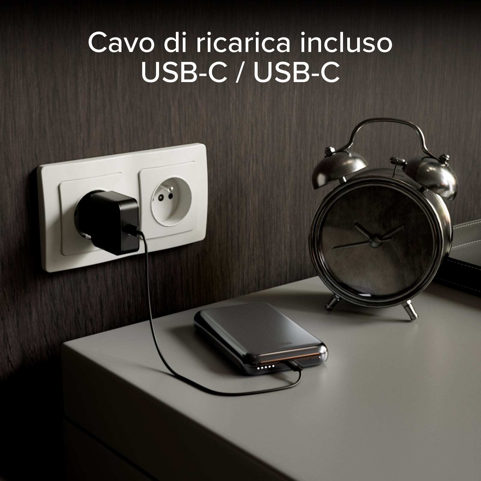 Power bank magnetico 10000 mAh Qi2.2 25W, Power Delivery 3.0, alluminio