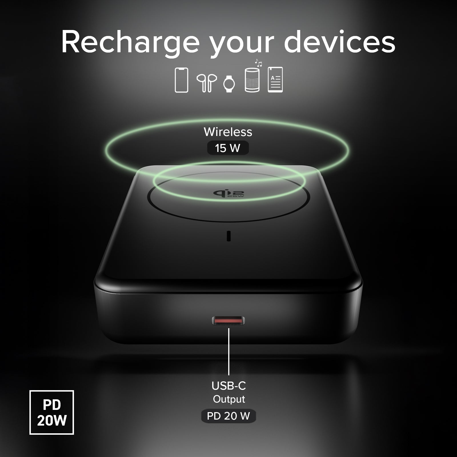 Power Bank Wireless Qi2 10.000 mAh con USB-C