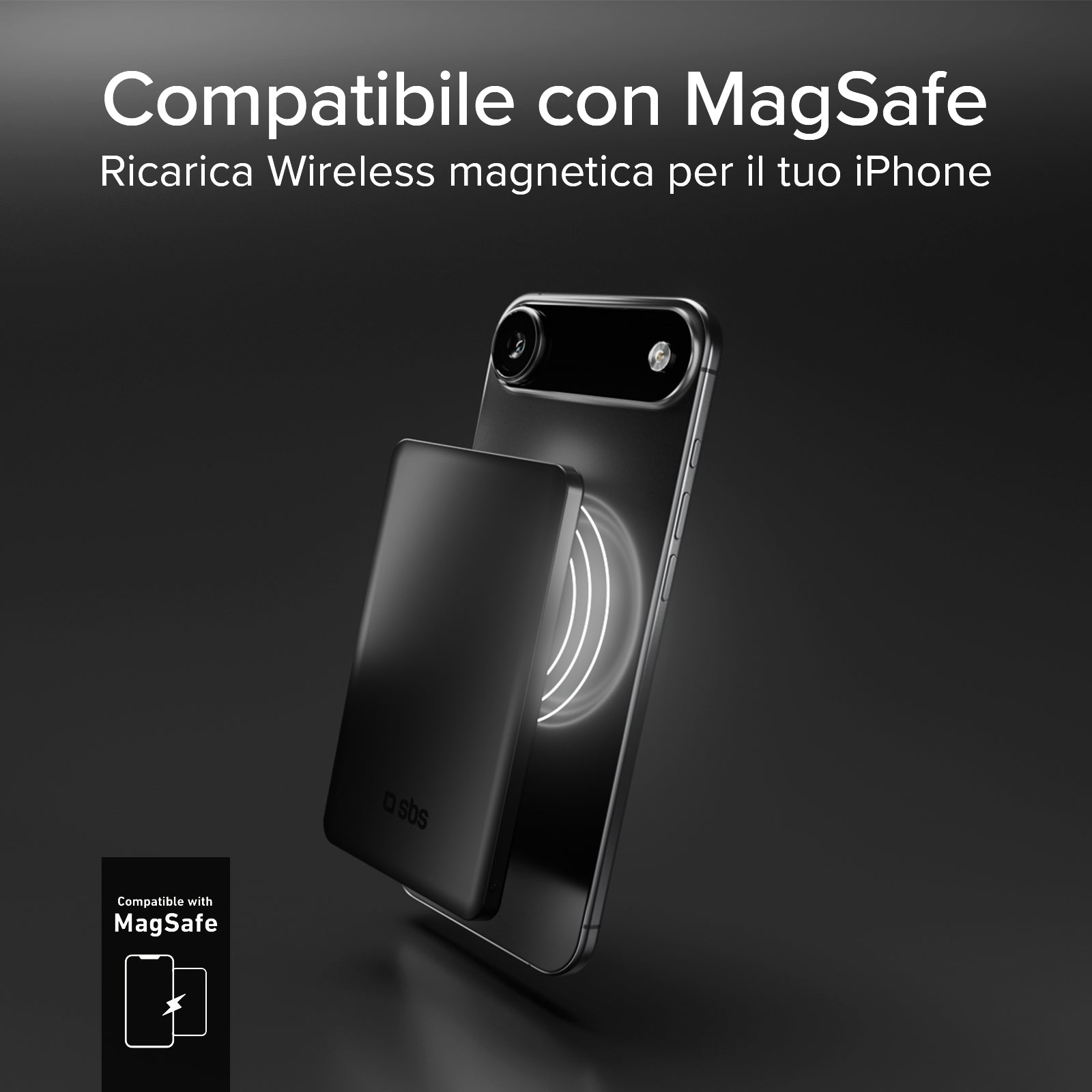 Power bank magnétique slim 3000 mAh avec recharge sans fil 5W compatible MagSafe
