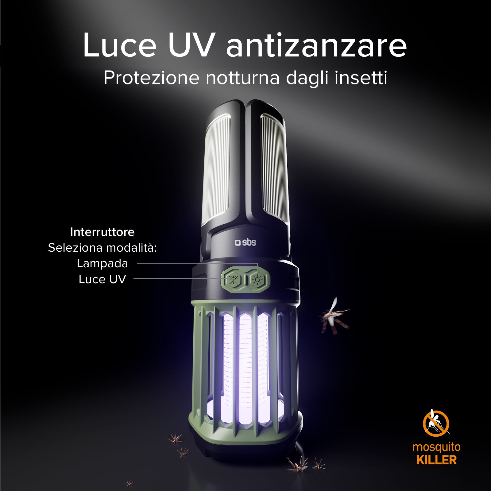 Lanterna da esterno con Power Bank 3000mAh e luce antizanzare