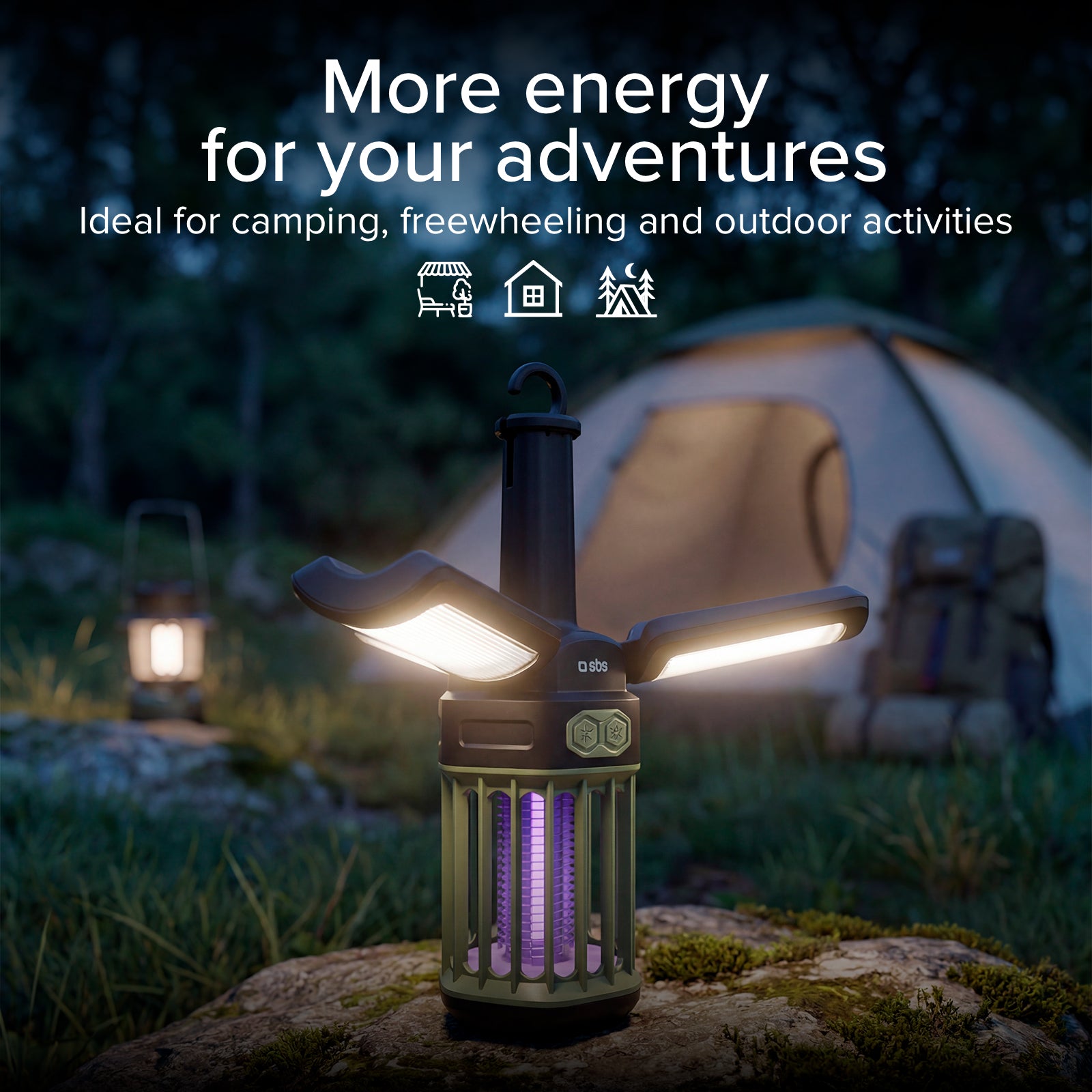 Lanterna da esterno con Power Bank 3000mAh e luce antizanzare