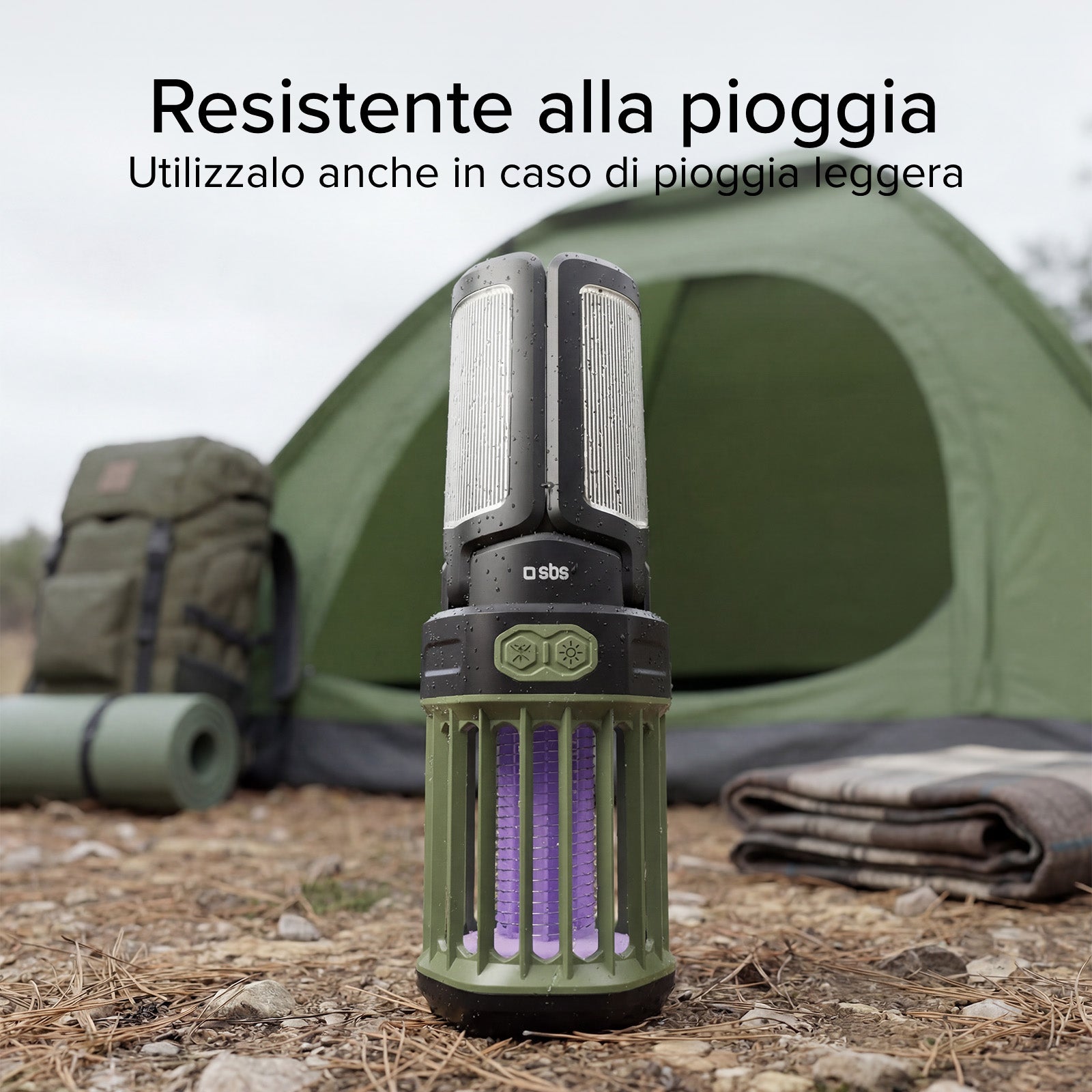 Lanterna da esterno con Power Bank 3000mAh e luce antizanzare