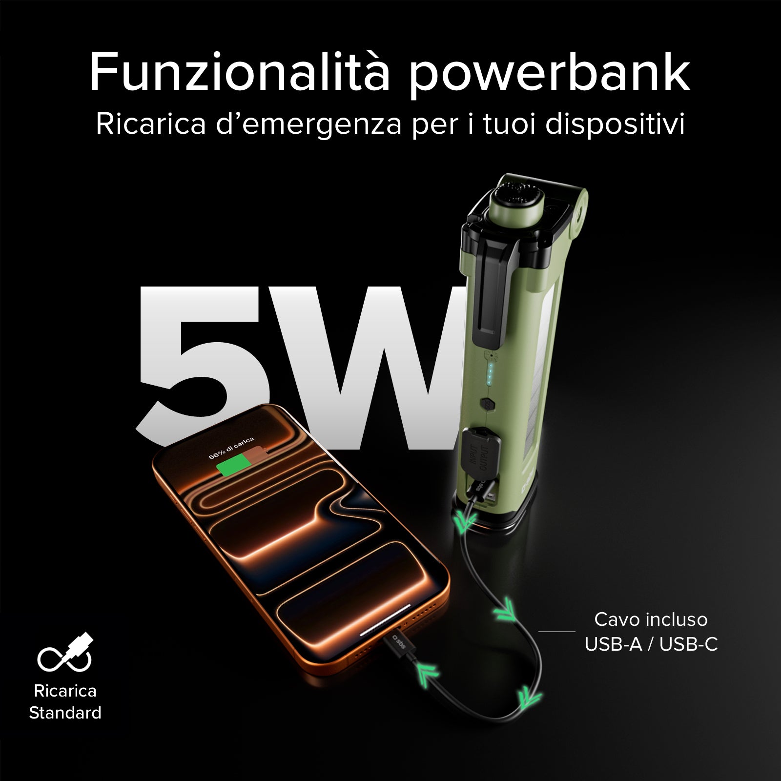 Power Bank 3000mAh multifunzione con kit di equipaggiamento SOS