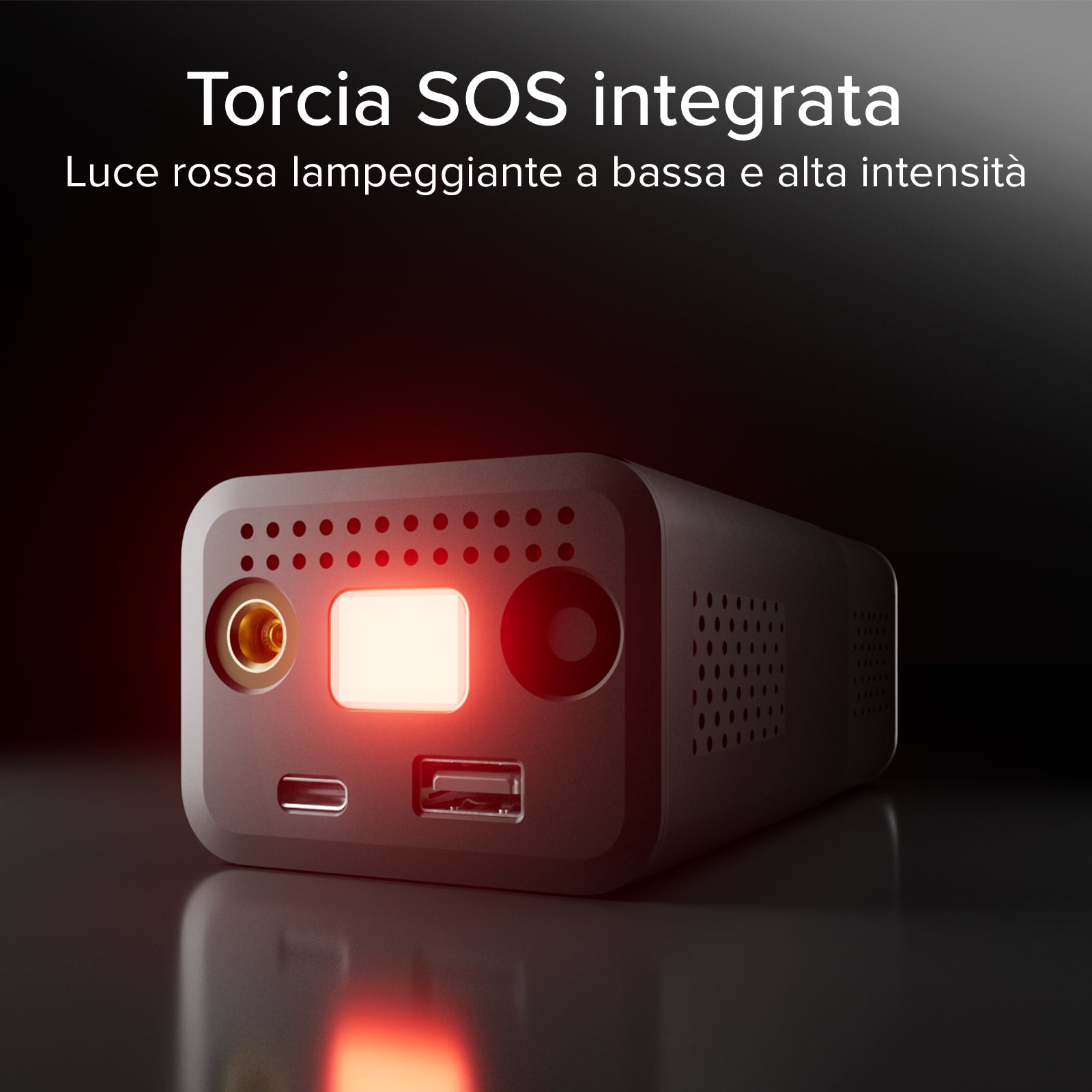 Portable compressor with 3600 mAh 5W Power Bank function and LED flashlight for emergencies and outdoor use
