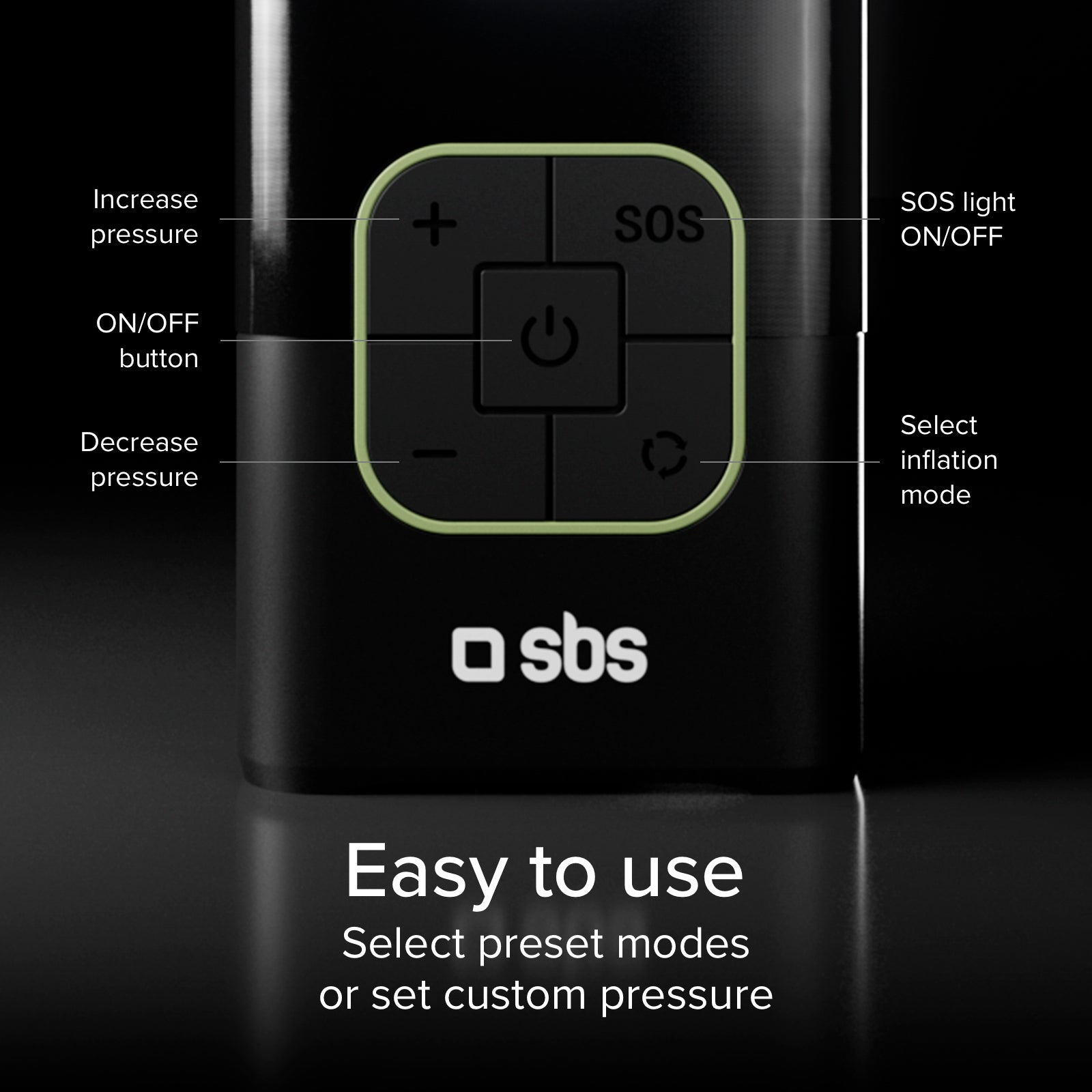 Portable compressor with 3600 mAh 5W Power Bank function and LED flashlight for emergencies and outdoor use