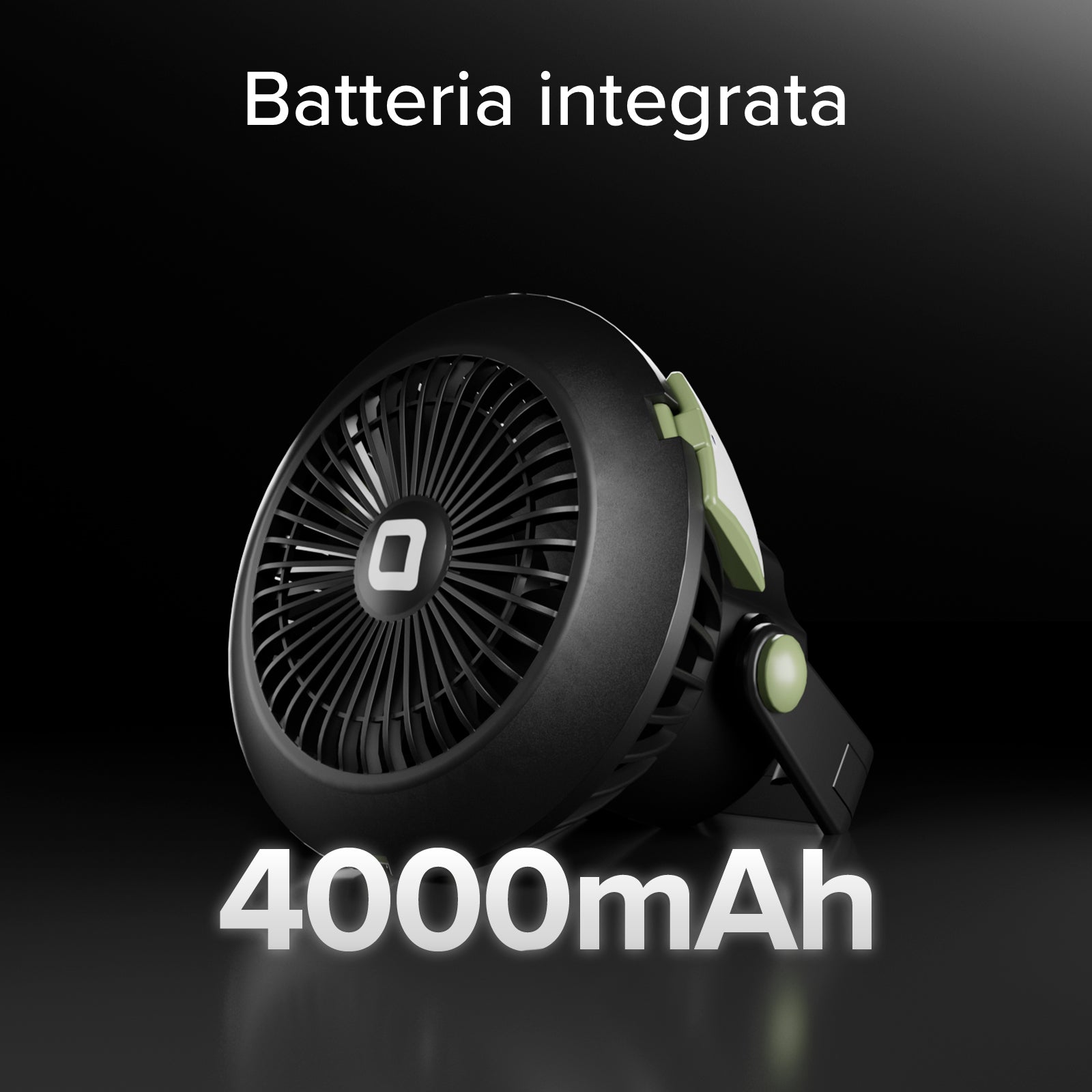 Ventola con Power Bank 4000mAh, luce regolabile e ricarica solare