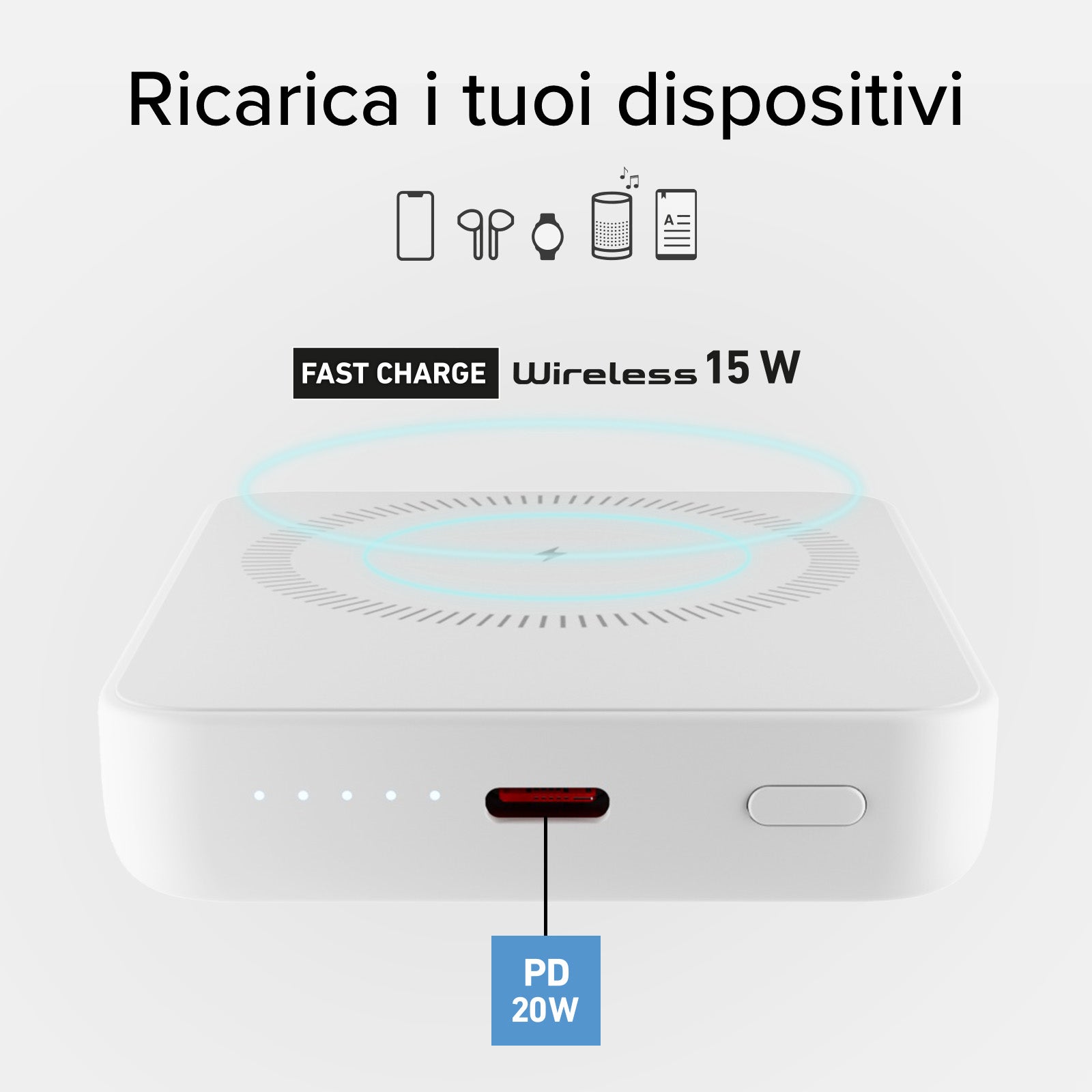 Ultra-compact wireless 5,000 mAh power bank