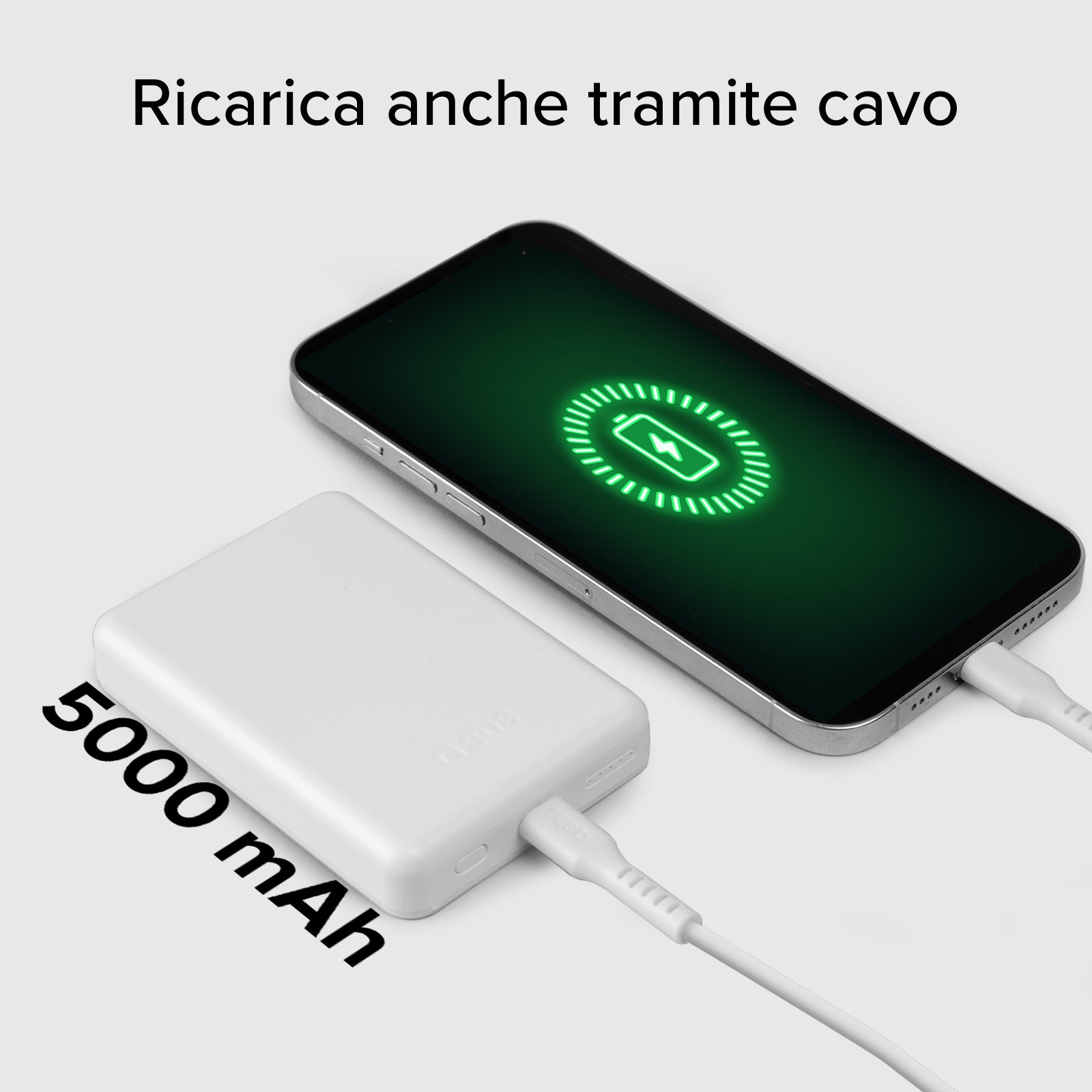Power bank mag 5.000 mAh Wireless compatibile con iPhone con ricarica MagSafe