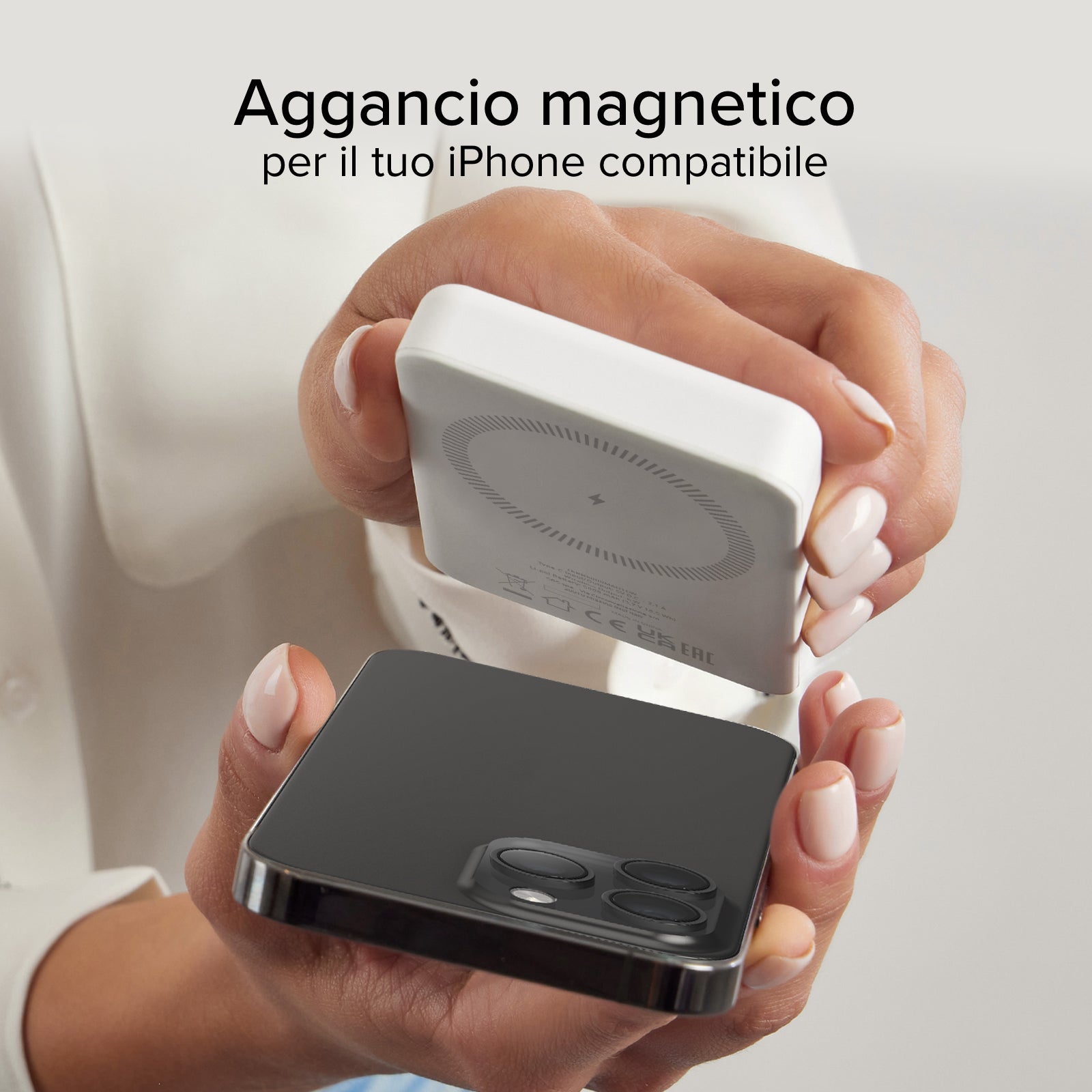 Power bank mag 5.000 mAh Wireless compatibile con iPhone con ricarica MagSafe
