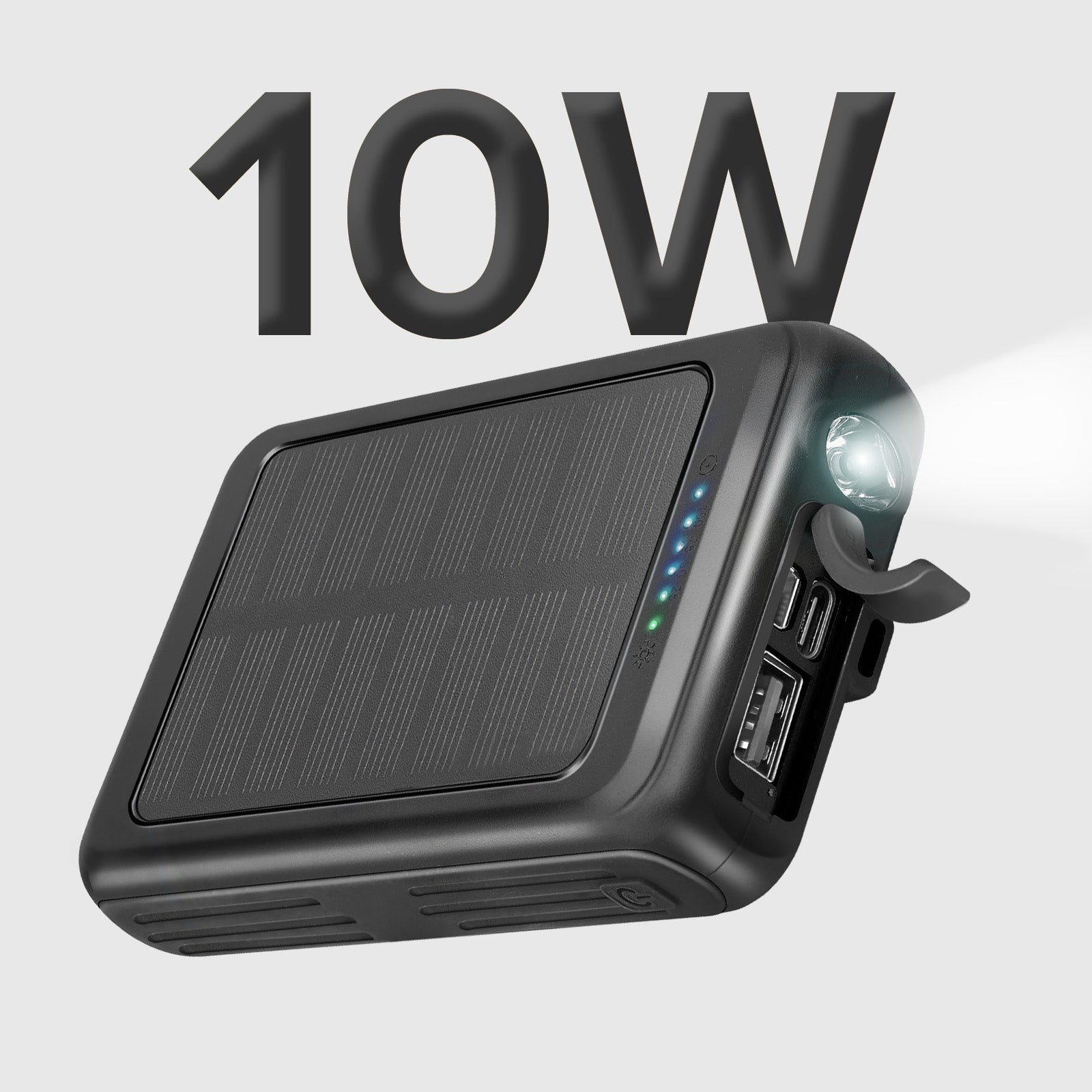 Power bank solar de 5000 mAh con carga inalámbrica
