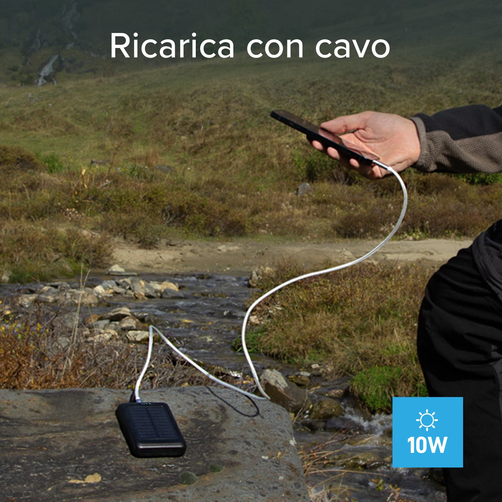 Powerbank solare 5000 mAh con ricarica wireless