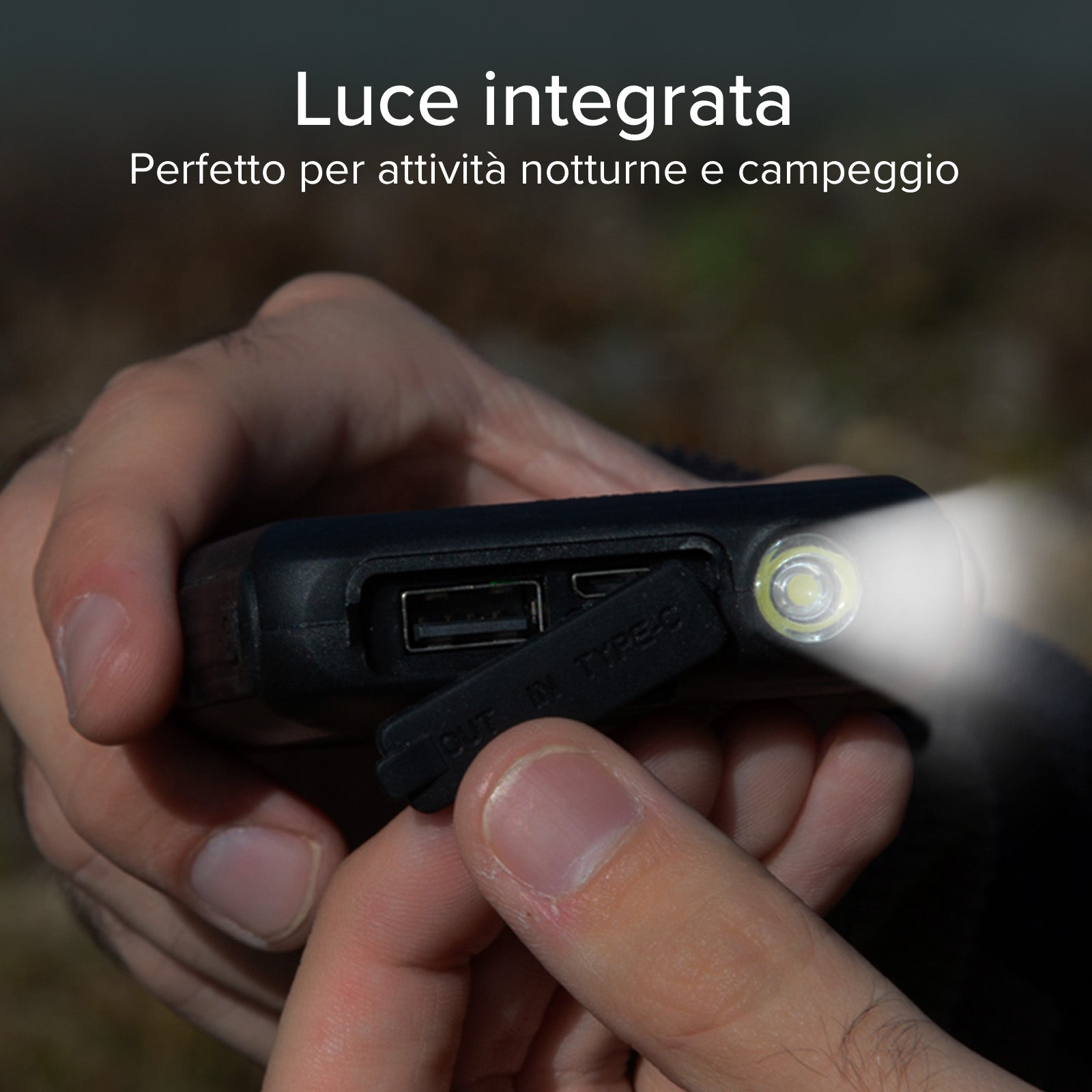 Powerbank solare 5000 mAh con ricarica wireless
