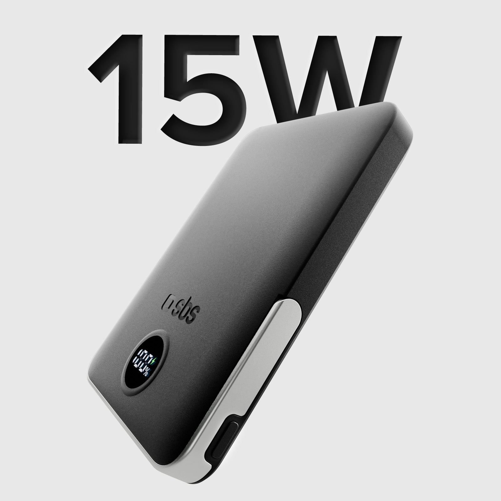 Power bank inalámbrica 5.000 mAh con soporte y pantalla LCD