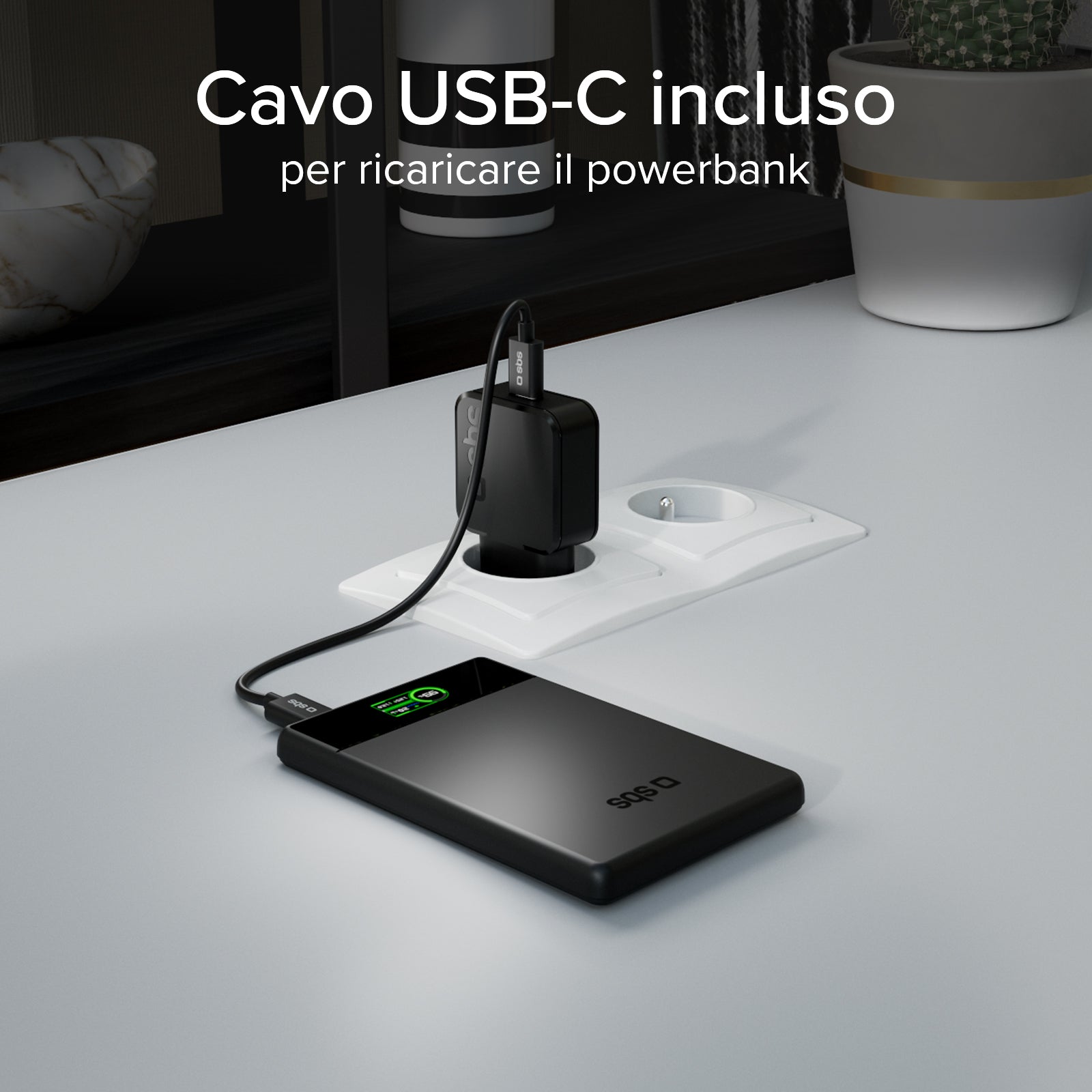 Magnetische Powerbank 5000 mAh mit integriertem Display, magnetisches Wireless-Laden bis zu 15W und USB-C 20W Anschluss