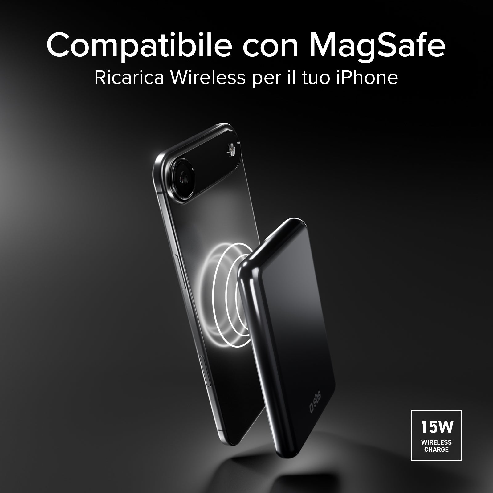 Power bank magnetico 5000 mAh, wireless PD 20W, alluminio, MagSafe