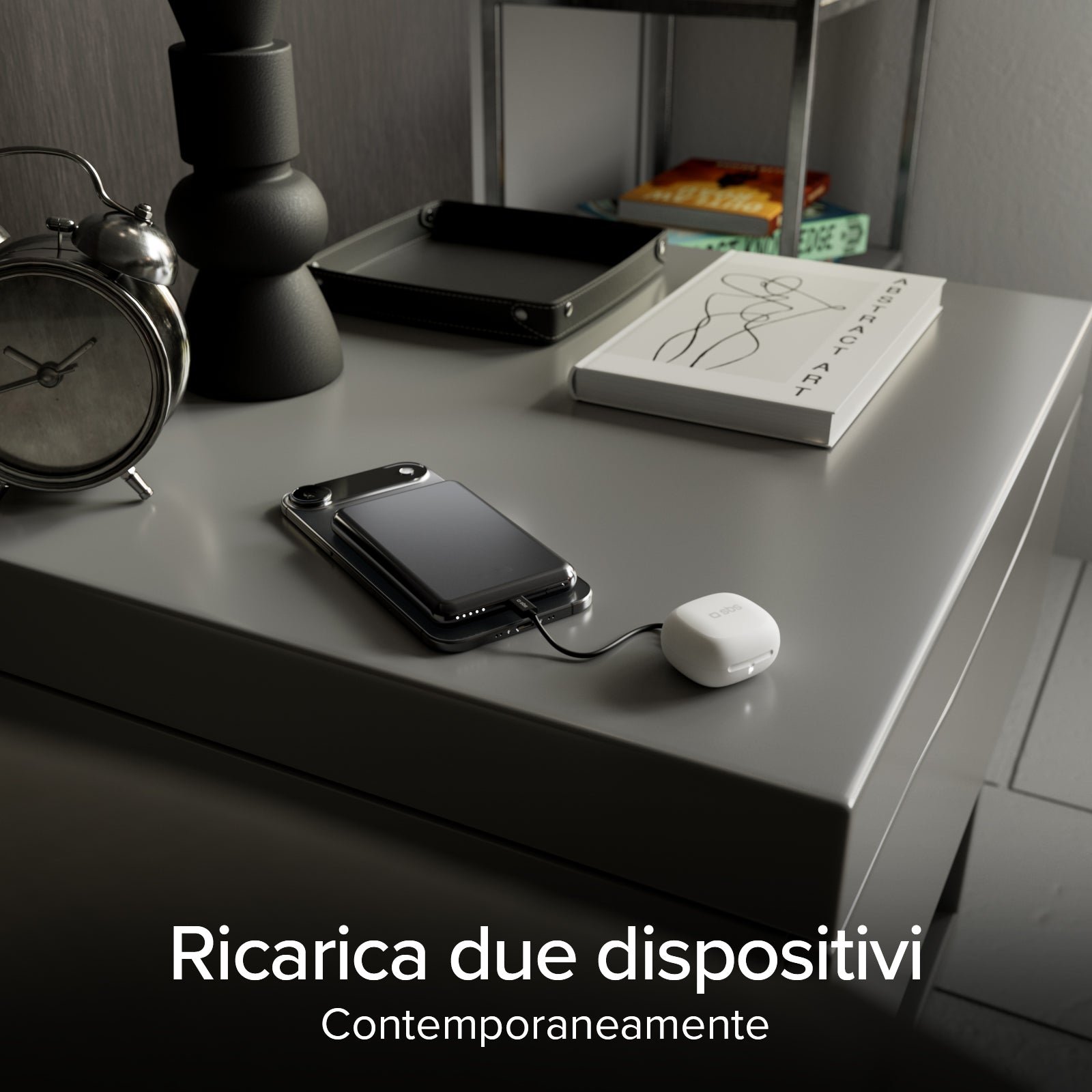 Power bank magnetico 5000 mAh, wireless PD 20W, alluminio, MagSafe