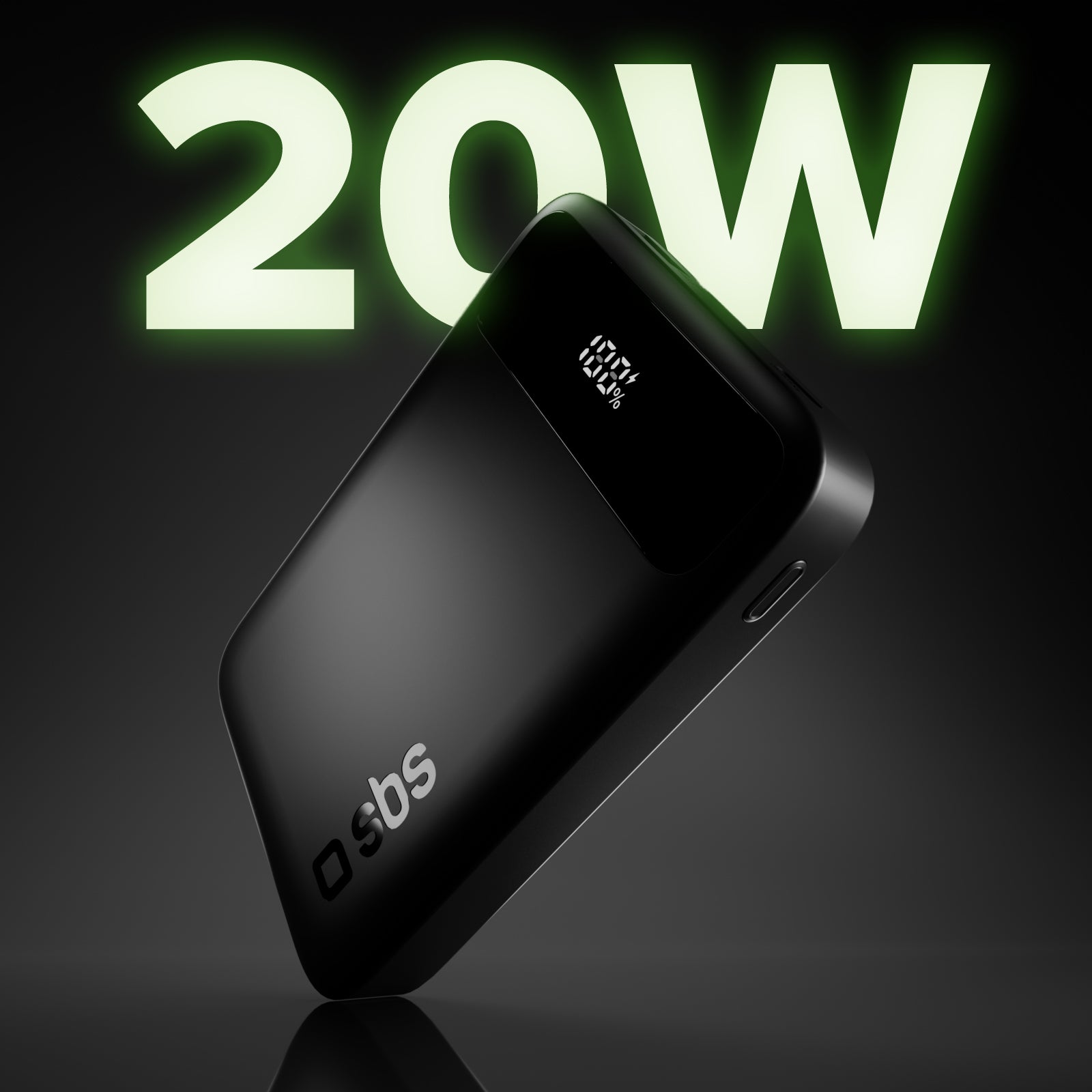 Power bank compatto da 10.000 mAh con ricarica rapida e display LCD