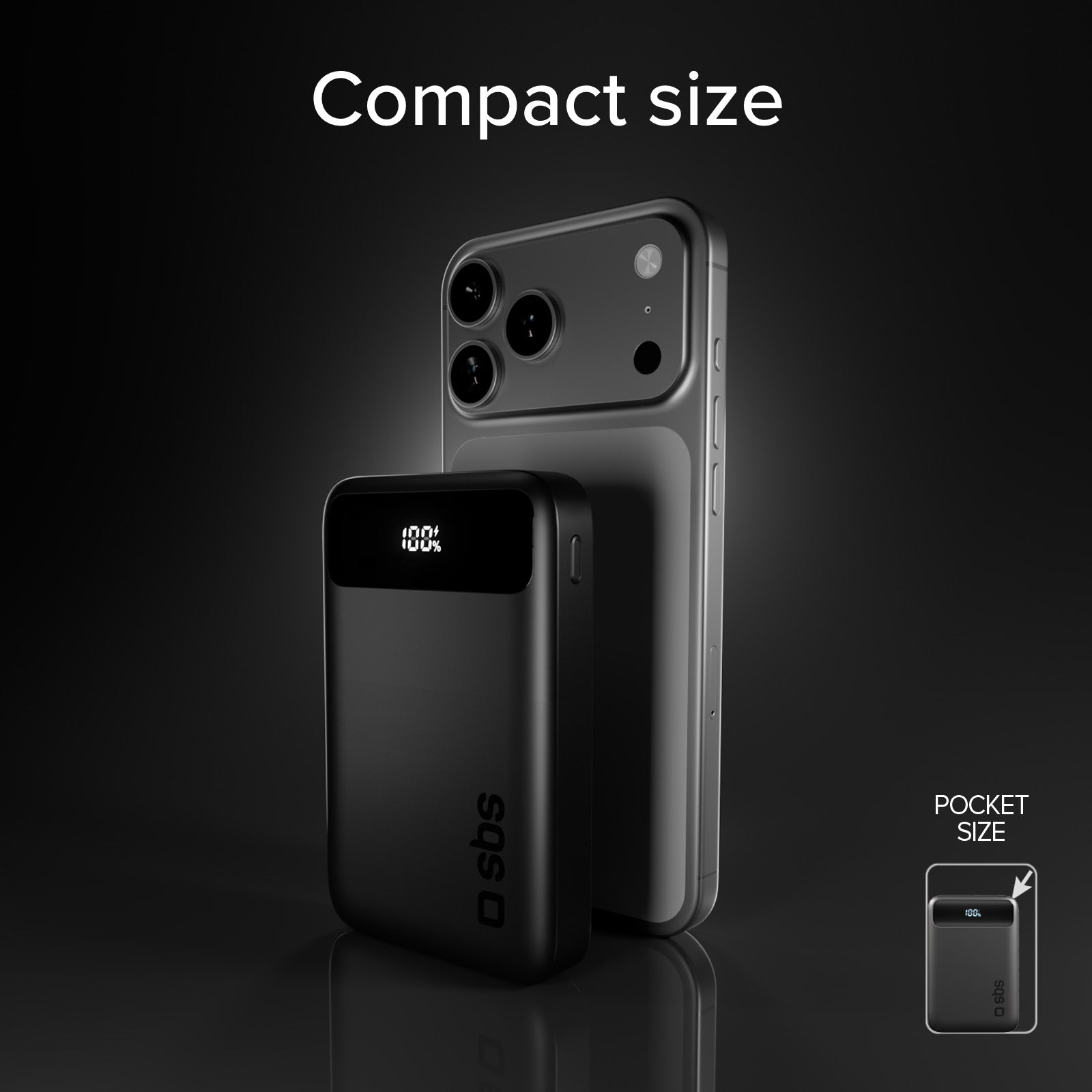 Batería externa compacta de 10000mah con carga rápida y pantalla LCD